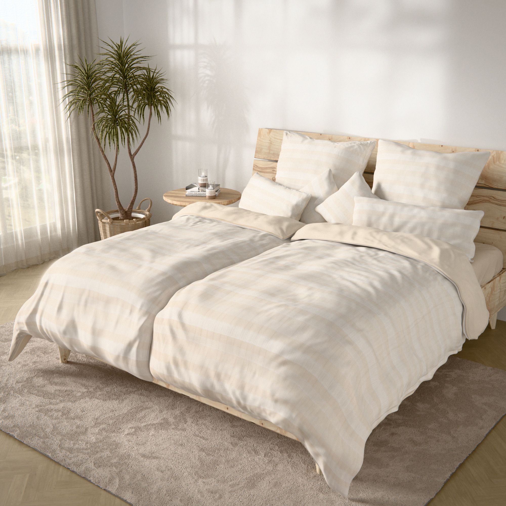 SOFT Wave Wendebettwäsche Bicolor-Streifen Mikrofaser Struktur Doppelbett, 10tlg.