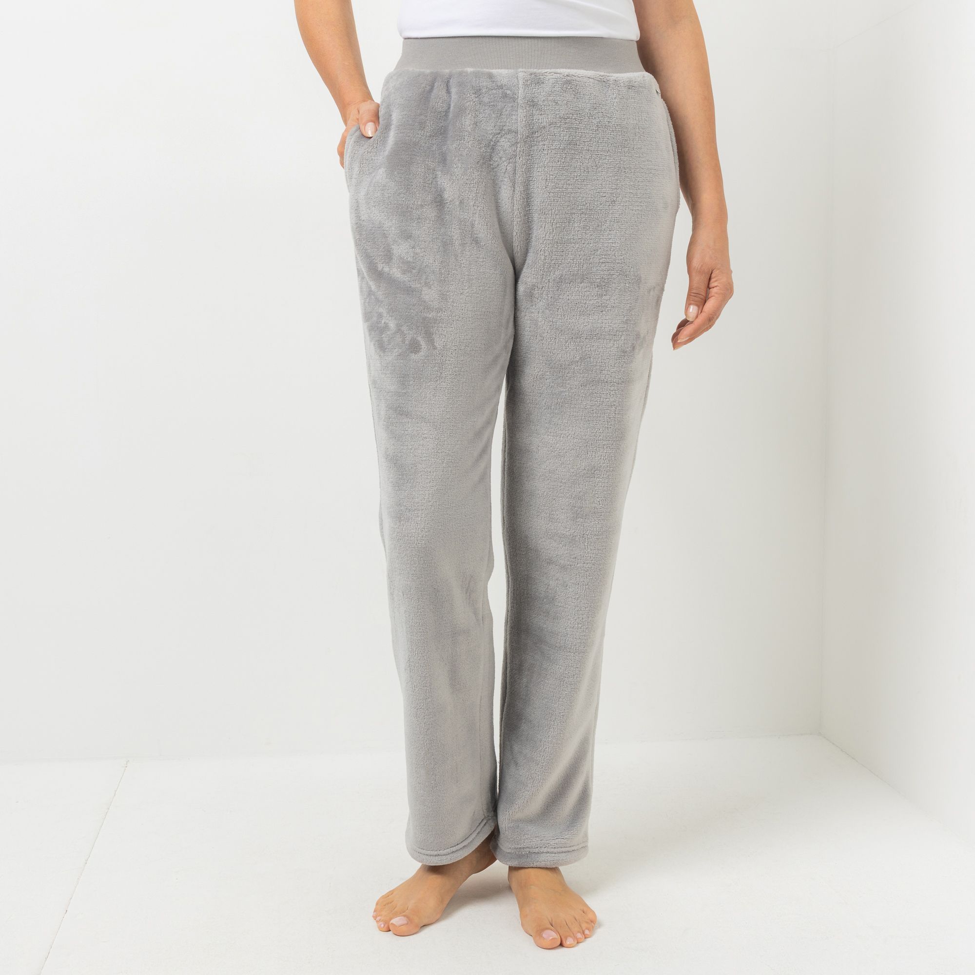 MONT CHALET Damen-Hose uni Mikrofaser Chinchilla Taschen