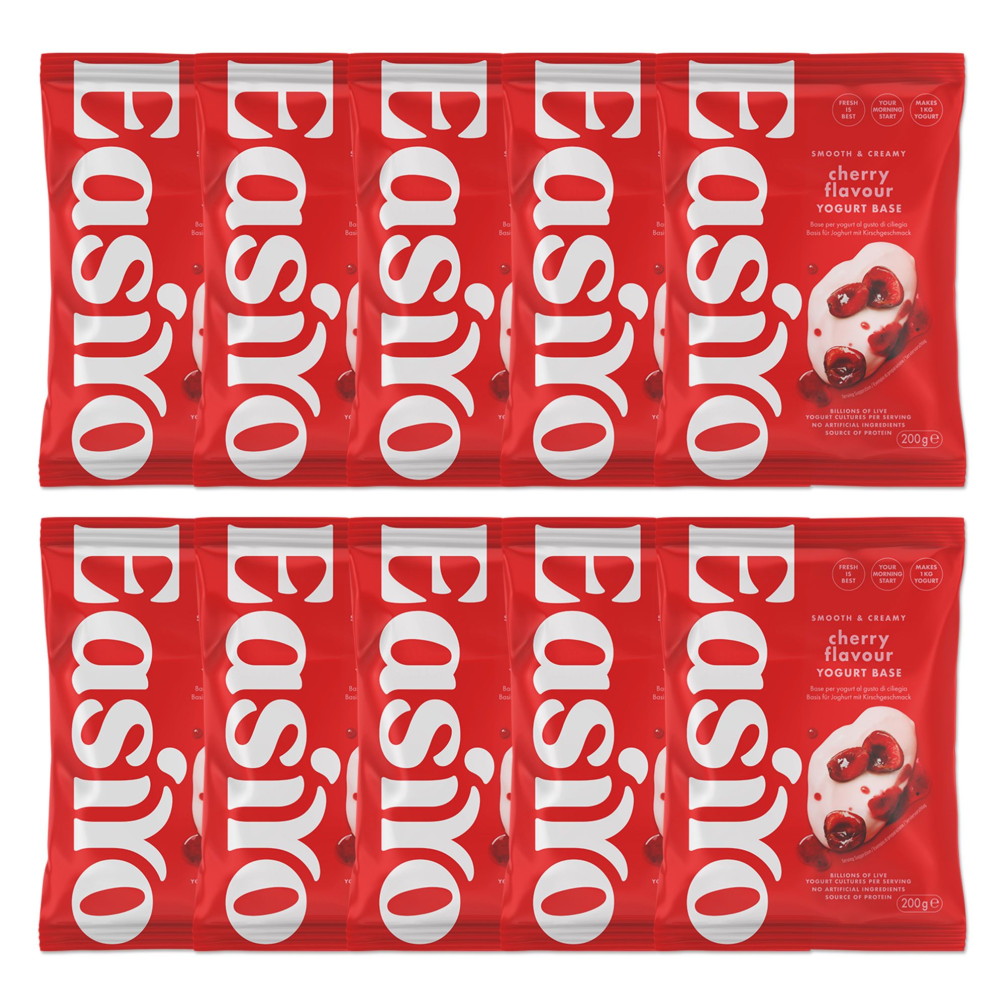 EASIYO Joghurtpulver 10 Beutel für 10kg frischen Joghurt Kirschgeschmack