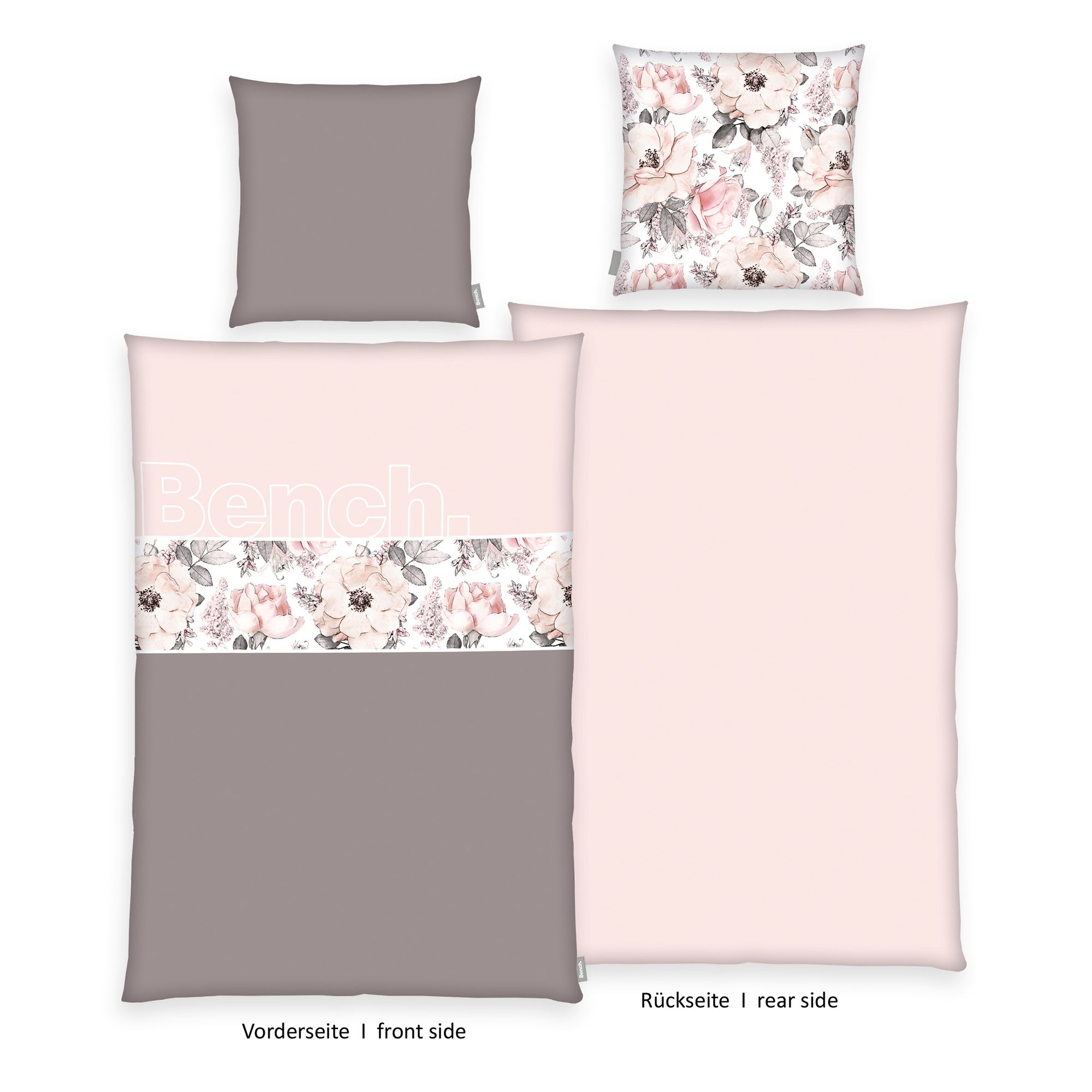 Bench Wendebettwäsche floraler Streifen Baumwoll Renforcé Einzelbett, 2tlg.