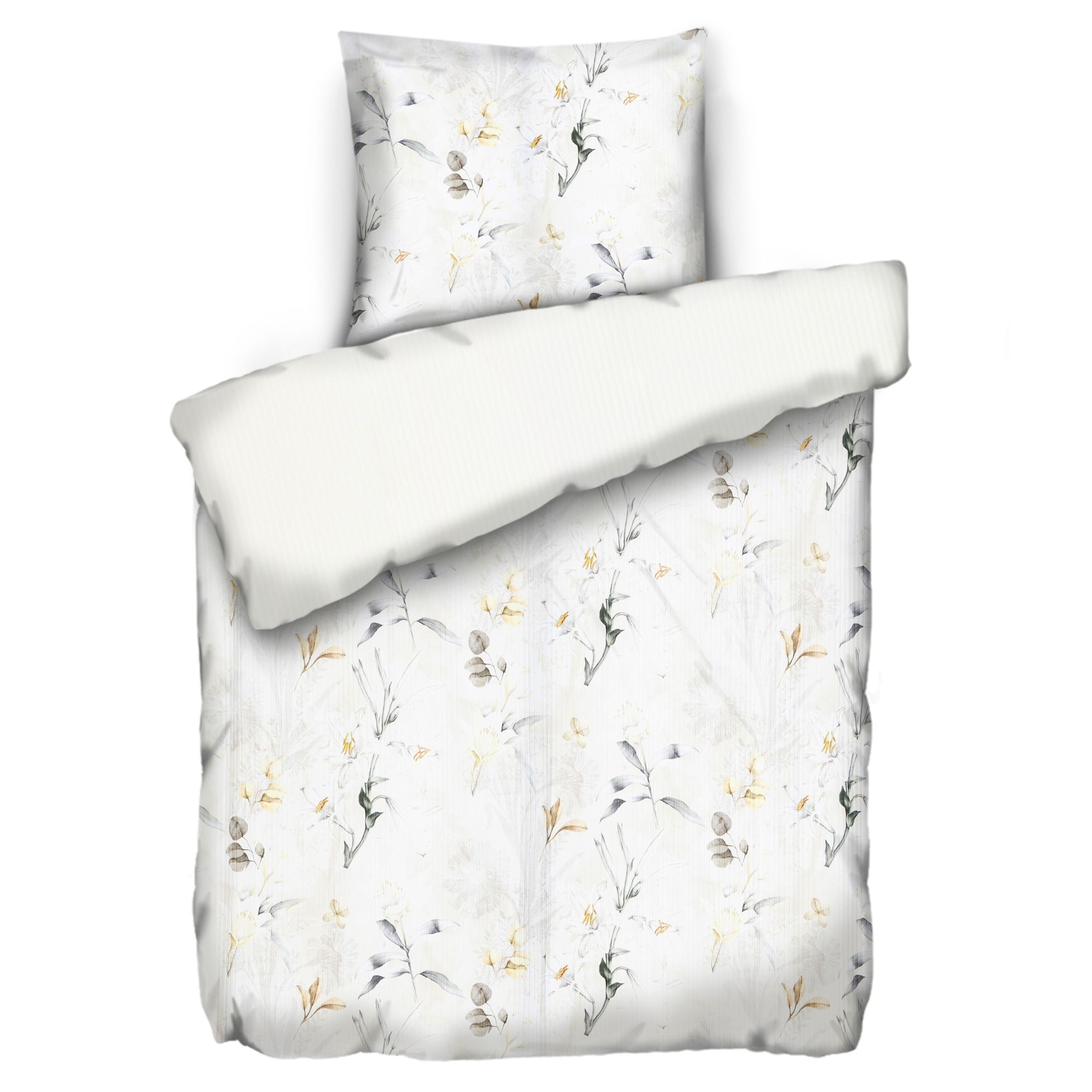 JERYMOOD Rib-Jersey Wendebettwäsche Blumen Mikrofaser Jersey Einzelbett, 2tlg.