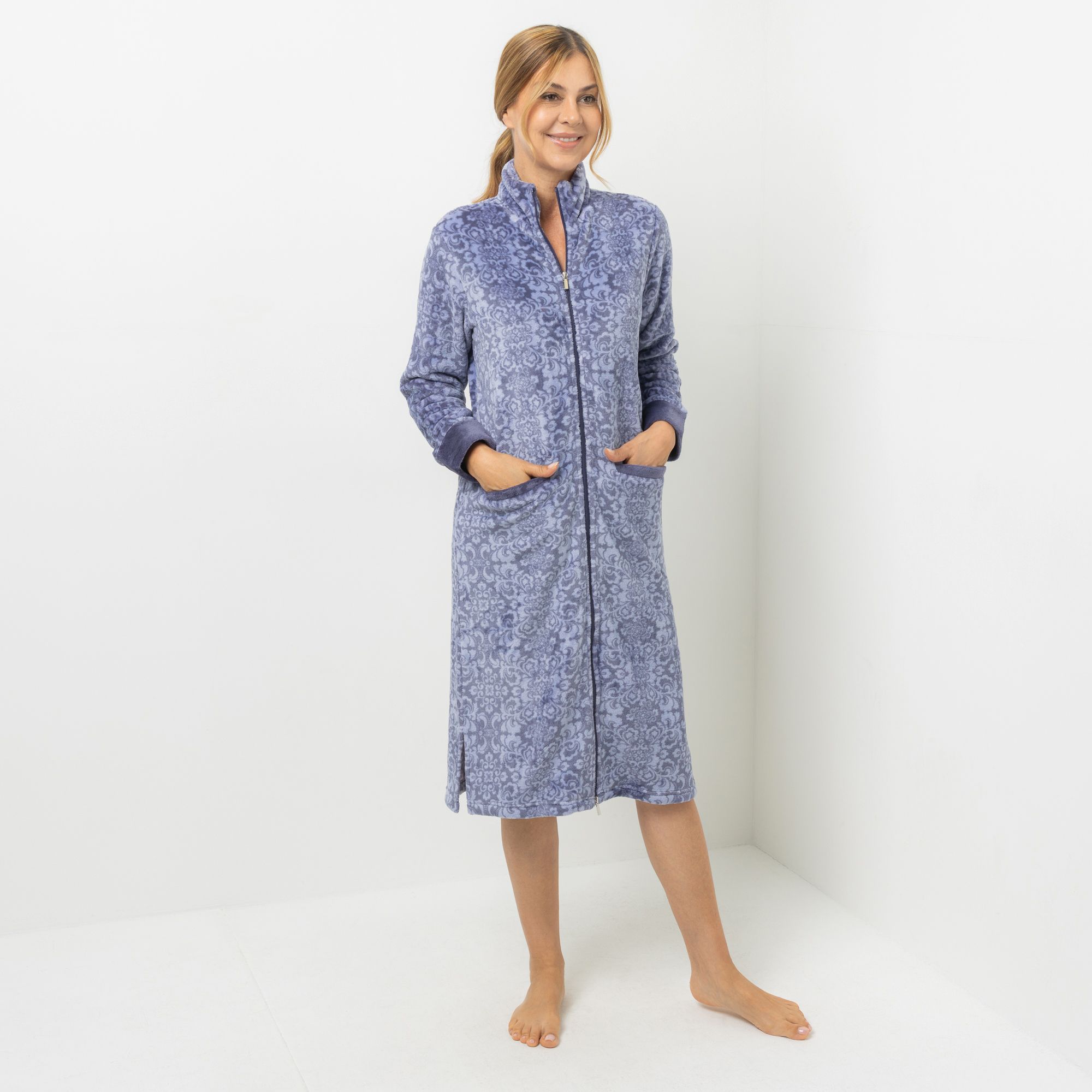 MONT CHALET Damen-Hauskleid Designauswahl Mikrofaser Chinchilla Taschen