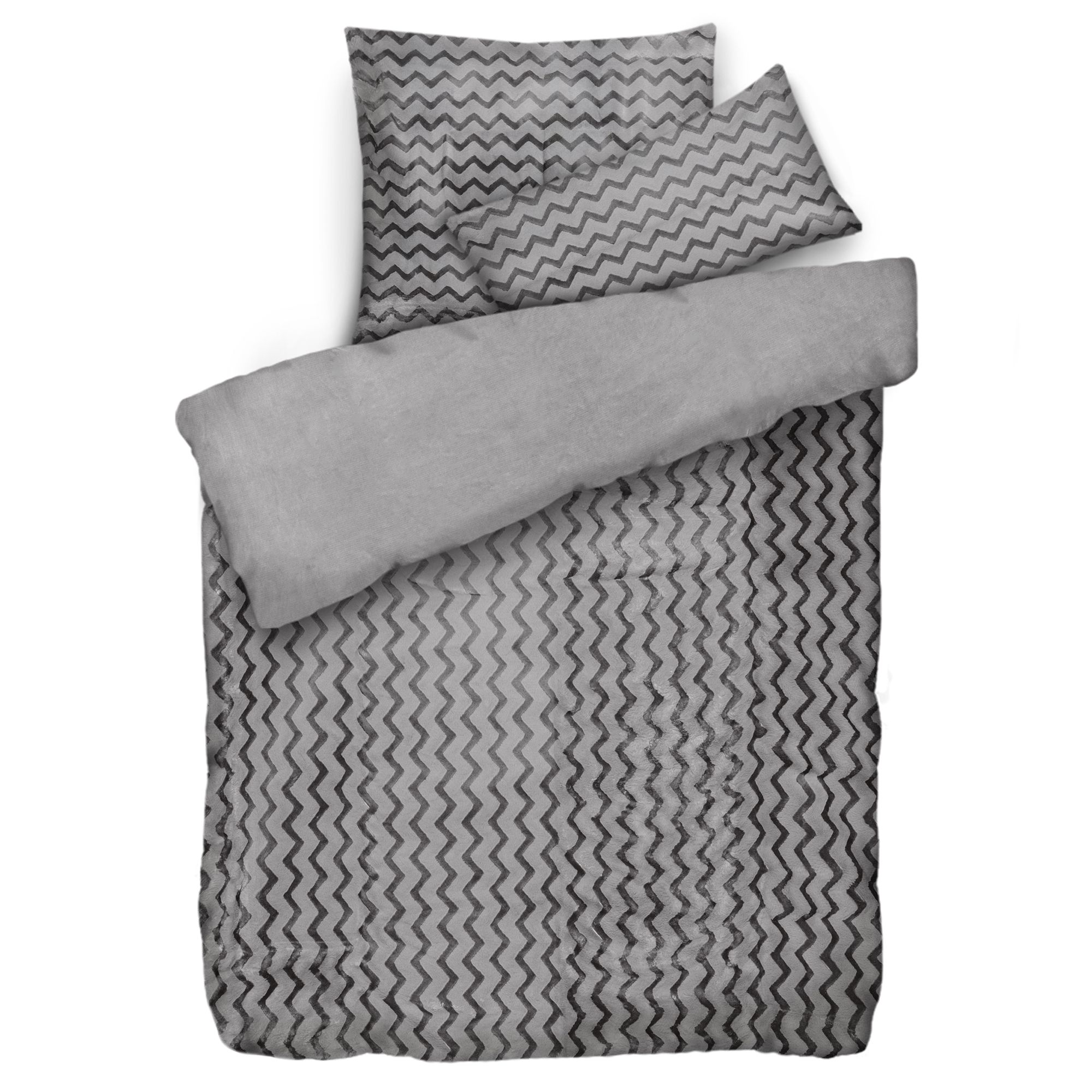 MONT CHALET Fell-Wendebettwäsche ZickZack-Design Glanz-Lammfellimitat Einzelbett, 3tlg.