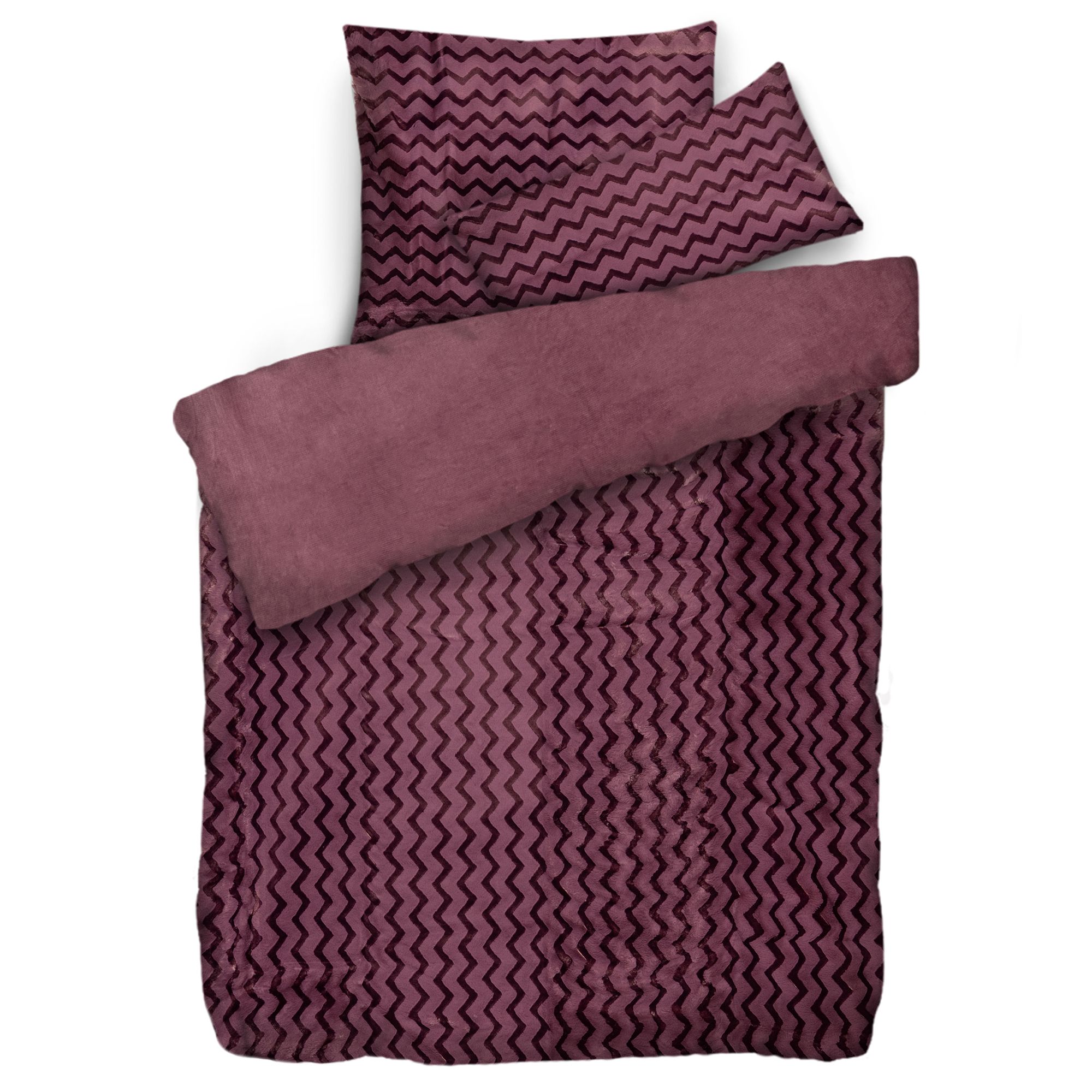 MONT CHALET Fell-Wendebettwäsche ZickZack-Design Glanz-Lammfellimitat Einzelbett, 3tlg.