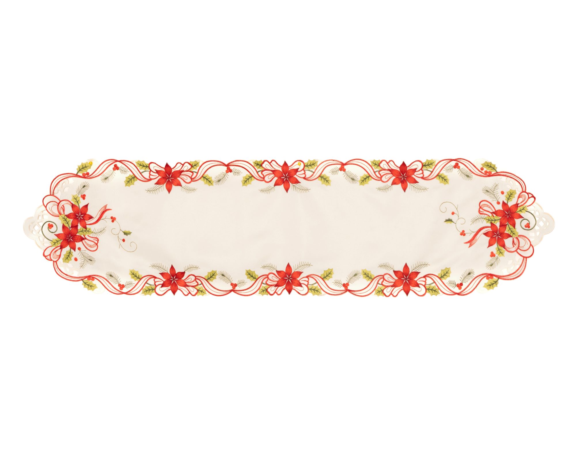 TAVELINO Tischläufer Weihnachtsmotiv Christsterne bestickt, 38x150cm