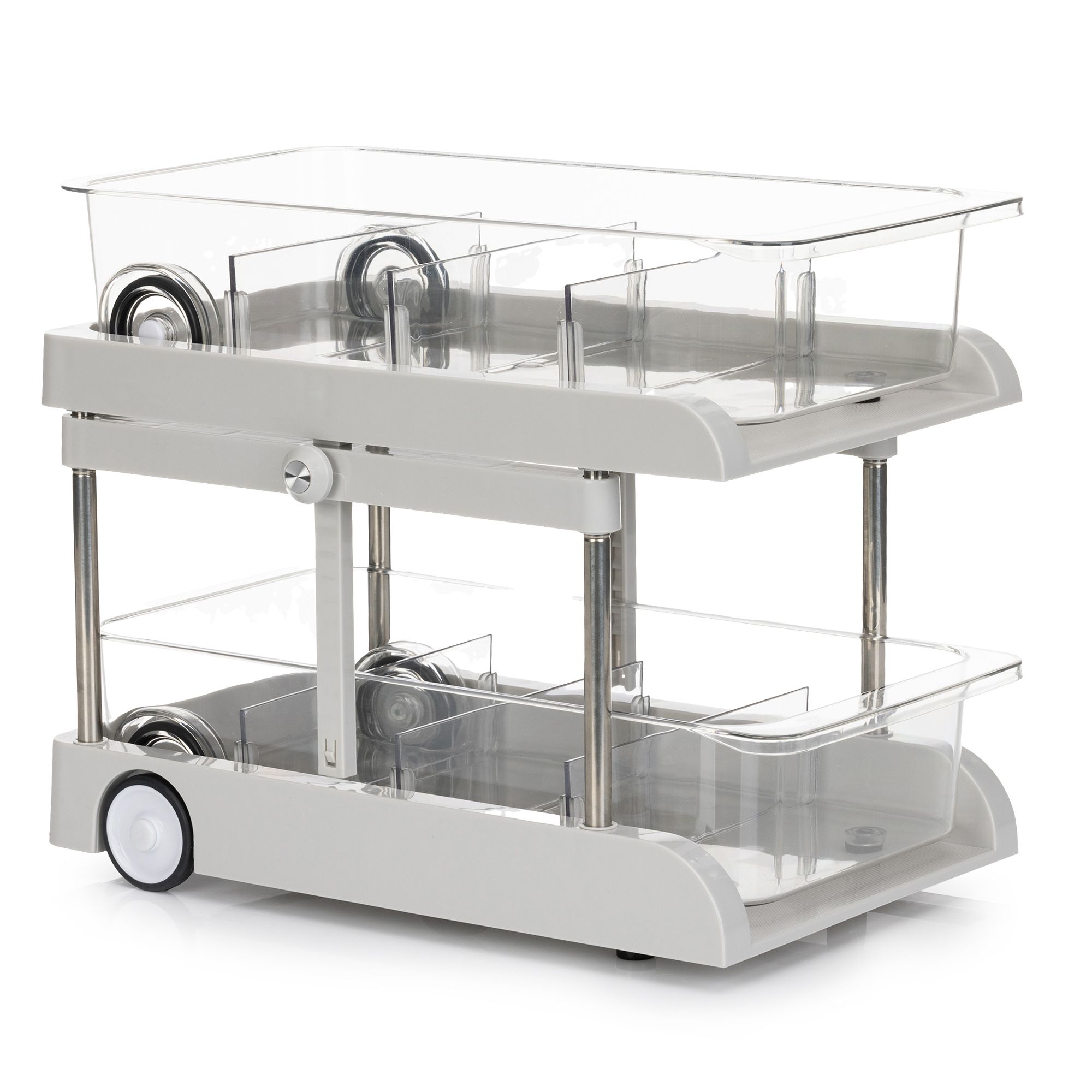 Multifunktionaler Regalwagen Organizer 2 ausziehbare Ebenen höhenverstellbar inkl. Trennwände