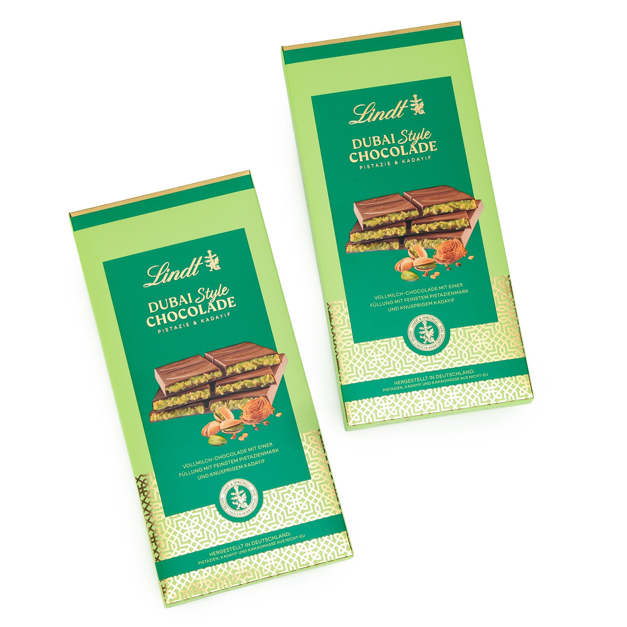 LINDT Dubai Style Chocolade mit Pistazie &Kadayif versch. Sorten 2x Tafeln à 145/150g