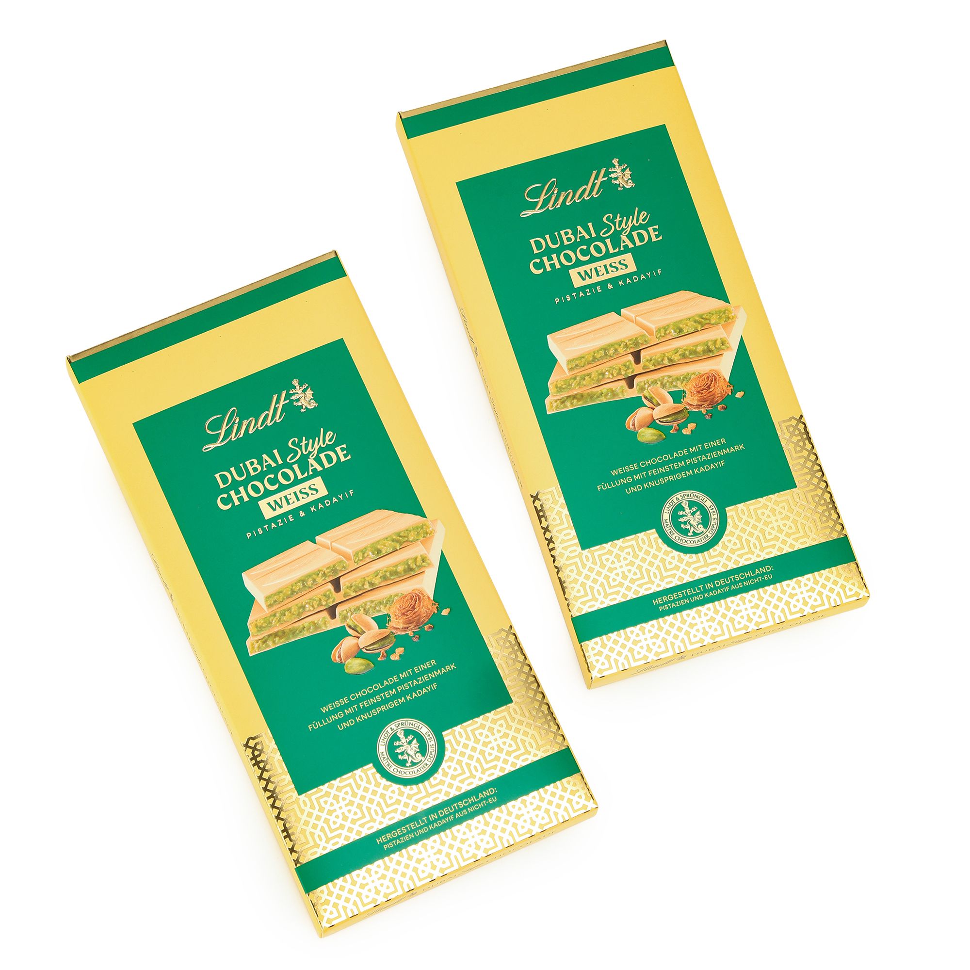 LINDT Dubai Style Chocolade mit Pistazie &Kadayif versch. Sorten 2x Tafeln à 145/150g
