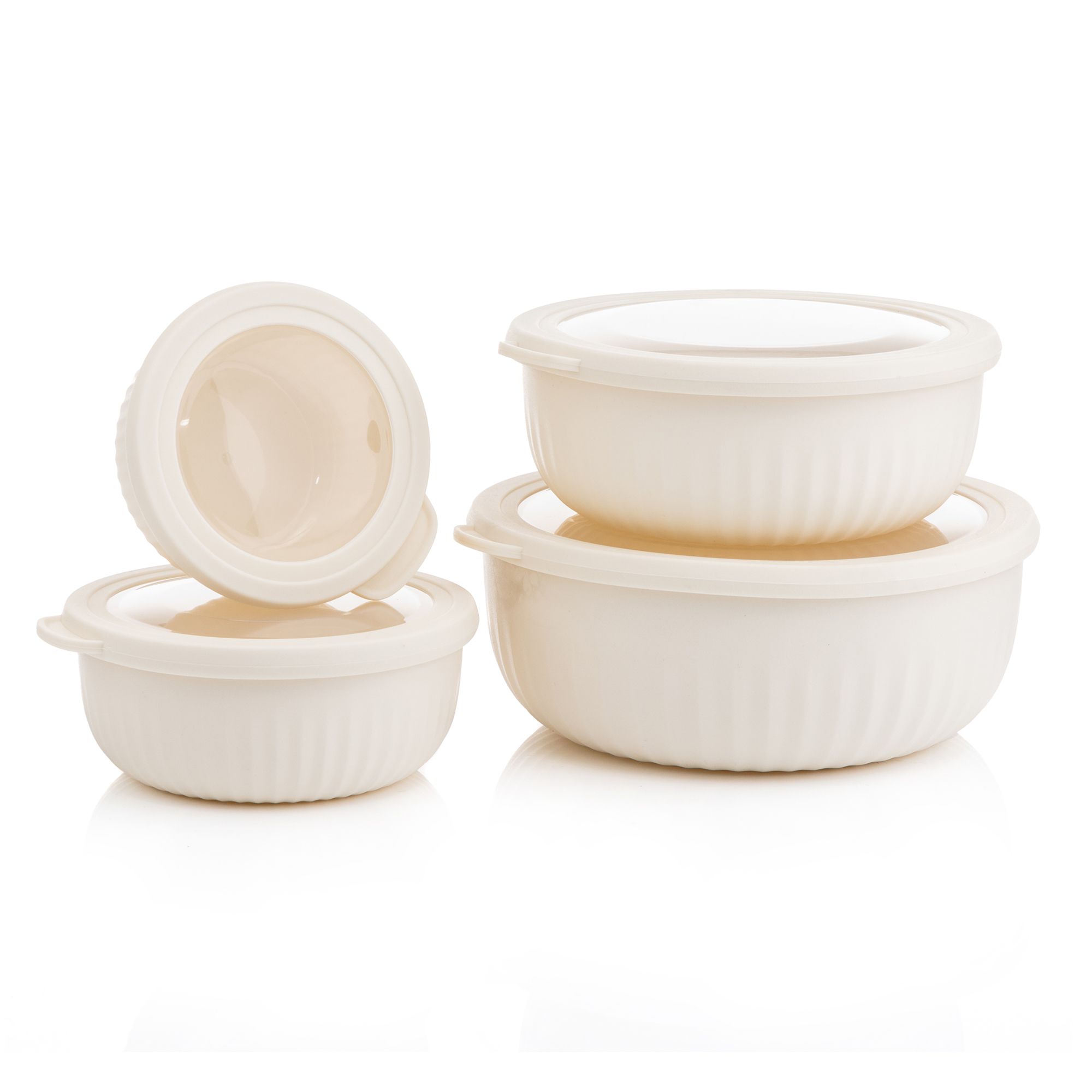 COOK'S ESSENTIALS luftdichte Schüsseln, 4tlg. Set mit Deckeln 360ml, 730ml, 1,25L & 2,2L Volumen