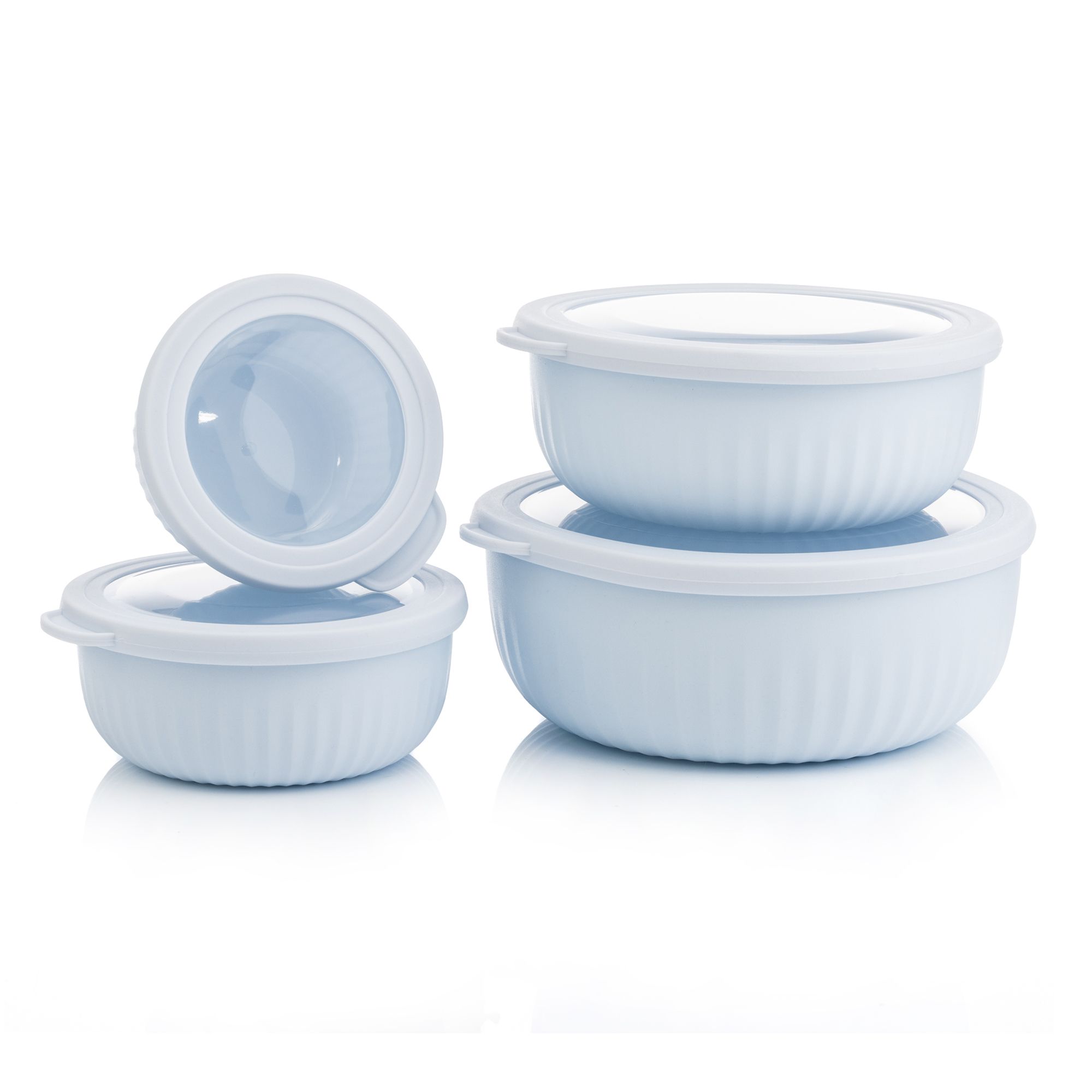 COOK'S ESSENTIALS luftdichte Schüsseln, 4tlg. Set mit Deckeln 360ml, 730ml, 1,25L & 2,2L Volumen