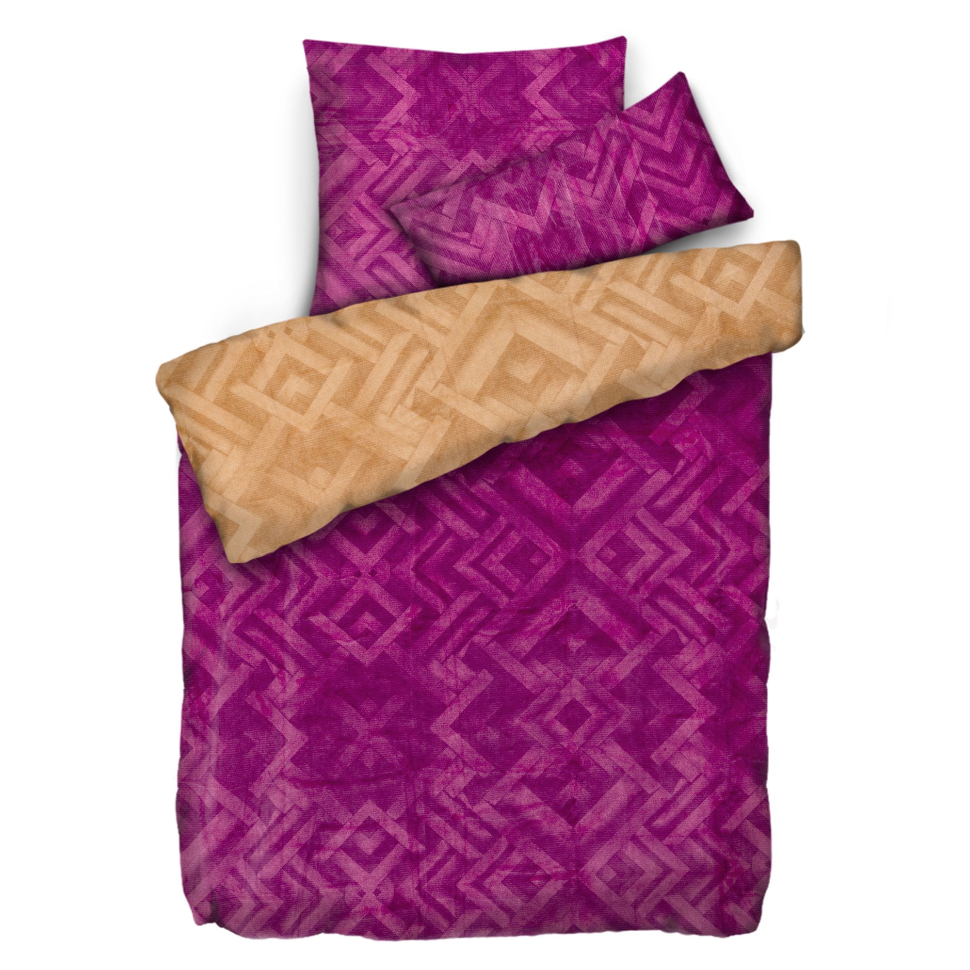 MONT CHALET Wendebettwäsche Ethno-Grafik 3D-Raute Mikrofaser Chinchilla Einzelbett, 3tlg.