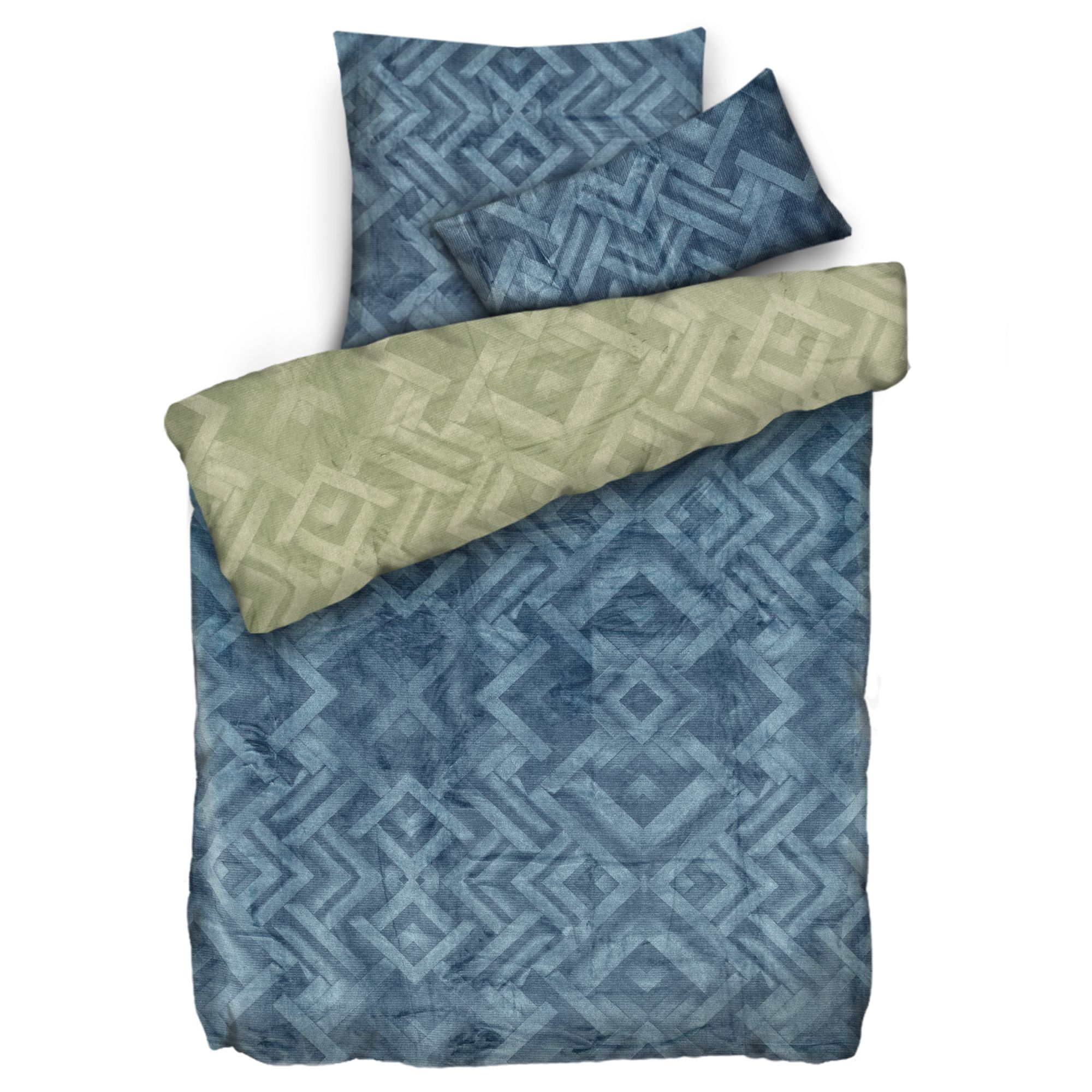 MONT CHALET Wendebettwäsche Ethno-Grafik 3D-Raute Mikrofaser Chinchilla Einzelbett, 3tlg.