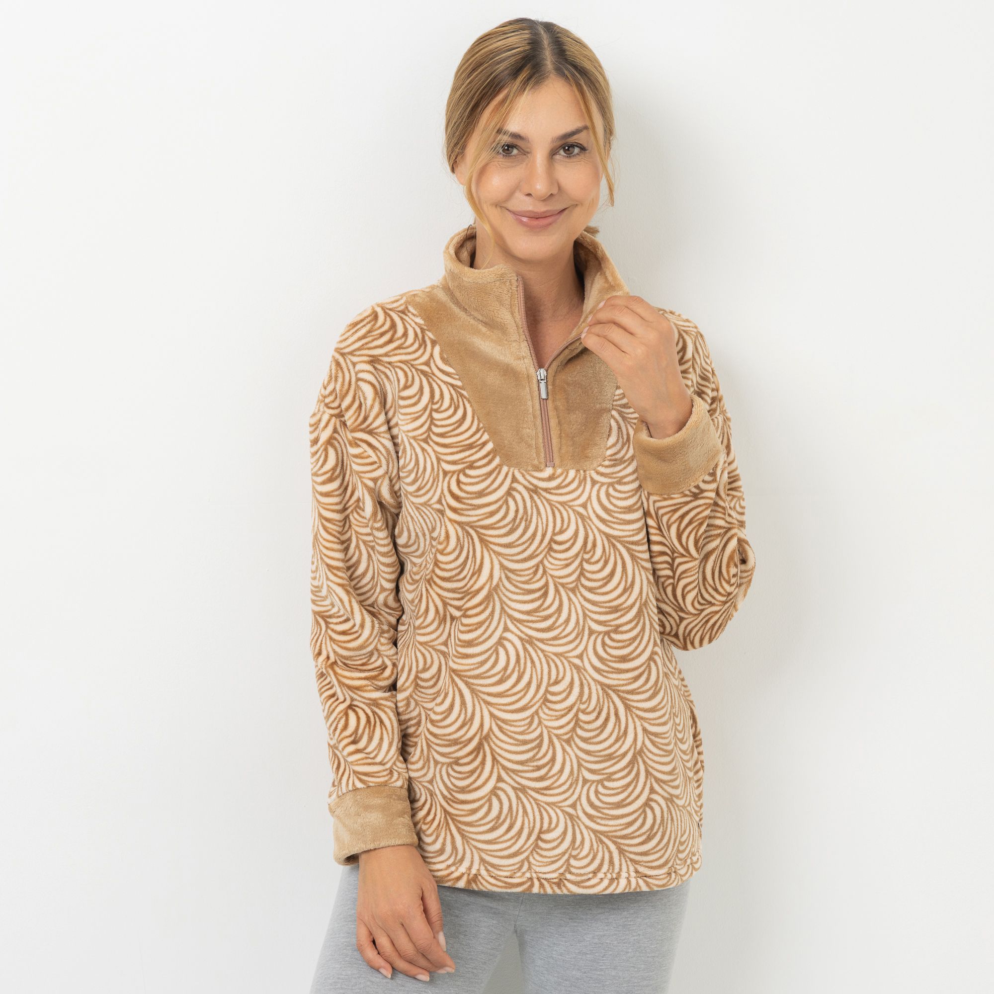 MONT CHALET Damen-Pullover Designauswahl Mikrofaser Chinchilla Troyer-Ausschnitt