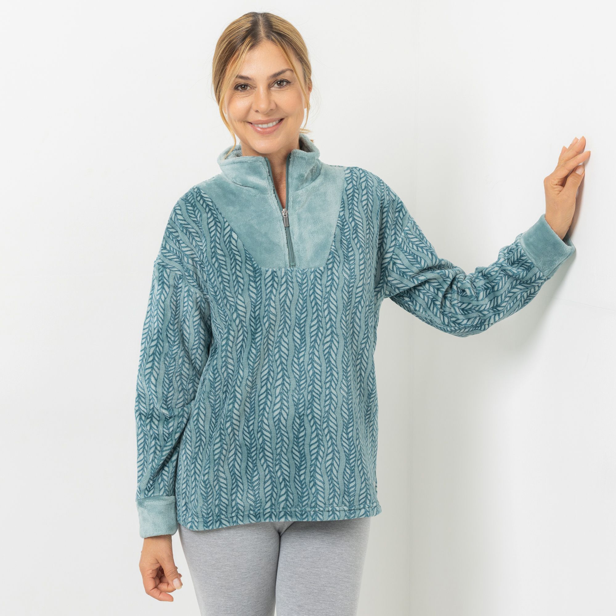 MONT CHALET Damen-Pullover Designauswahl Mikrofaser Chinchilla Troyer-Ausschnitt