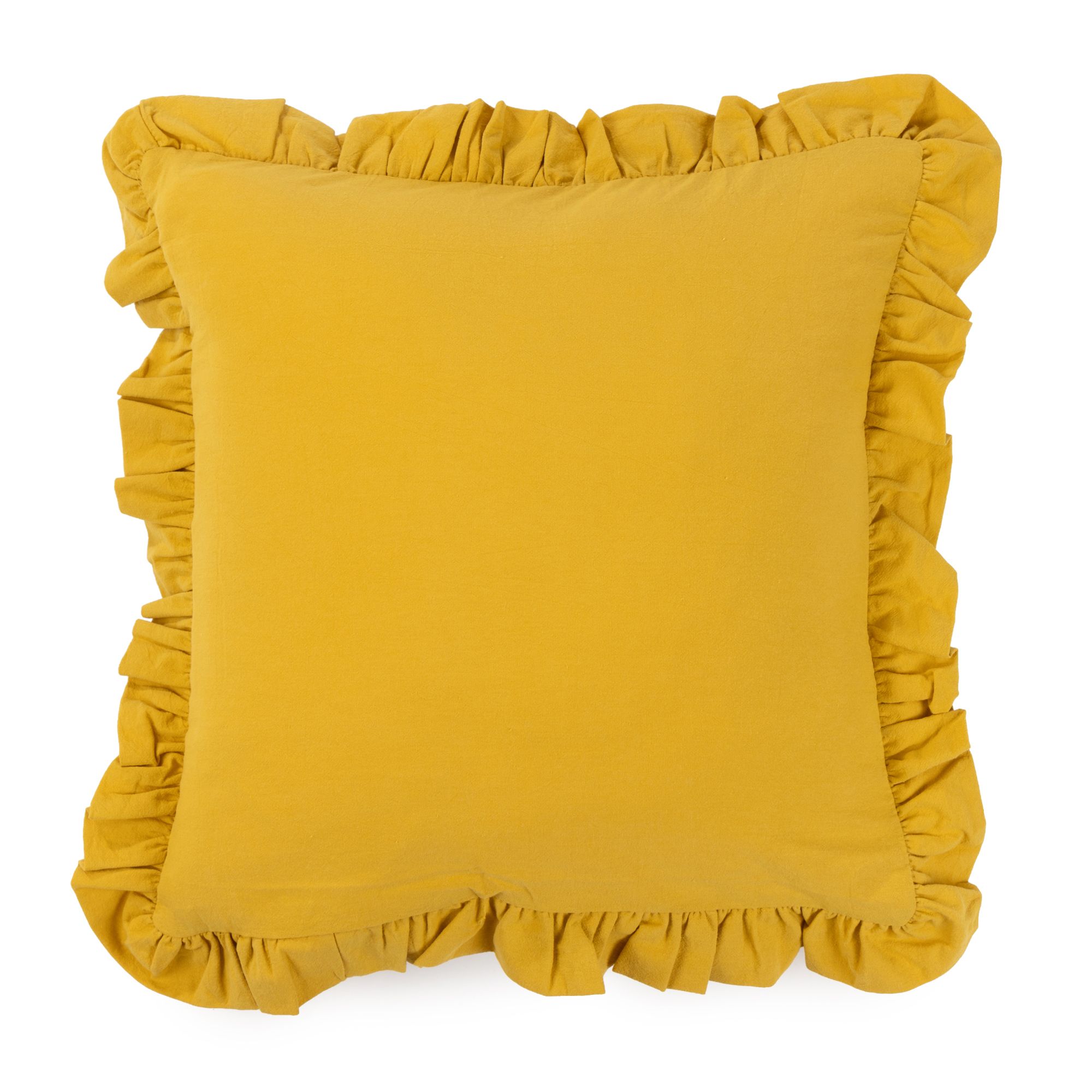 NACHTIGALL 1 Dekokissenhülle Leinen-Optik ca. 5cm Volant waschbar, ca. 50x50cm