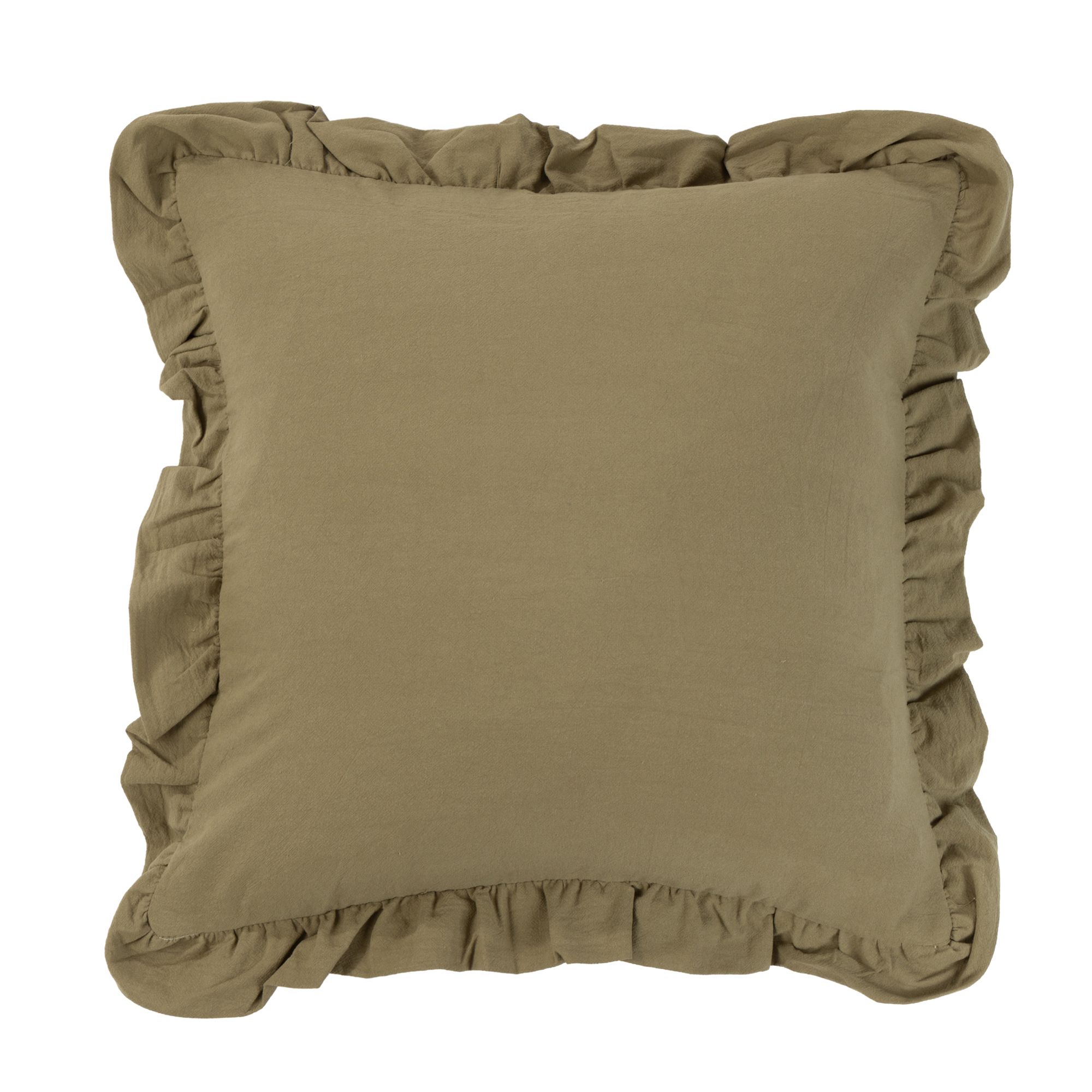 NACHTIGALL 1 Dekokissenhülle Leinen-Optik ca. 5cm Volant waschbar, ca. 50x50cm