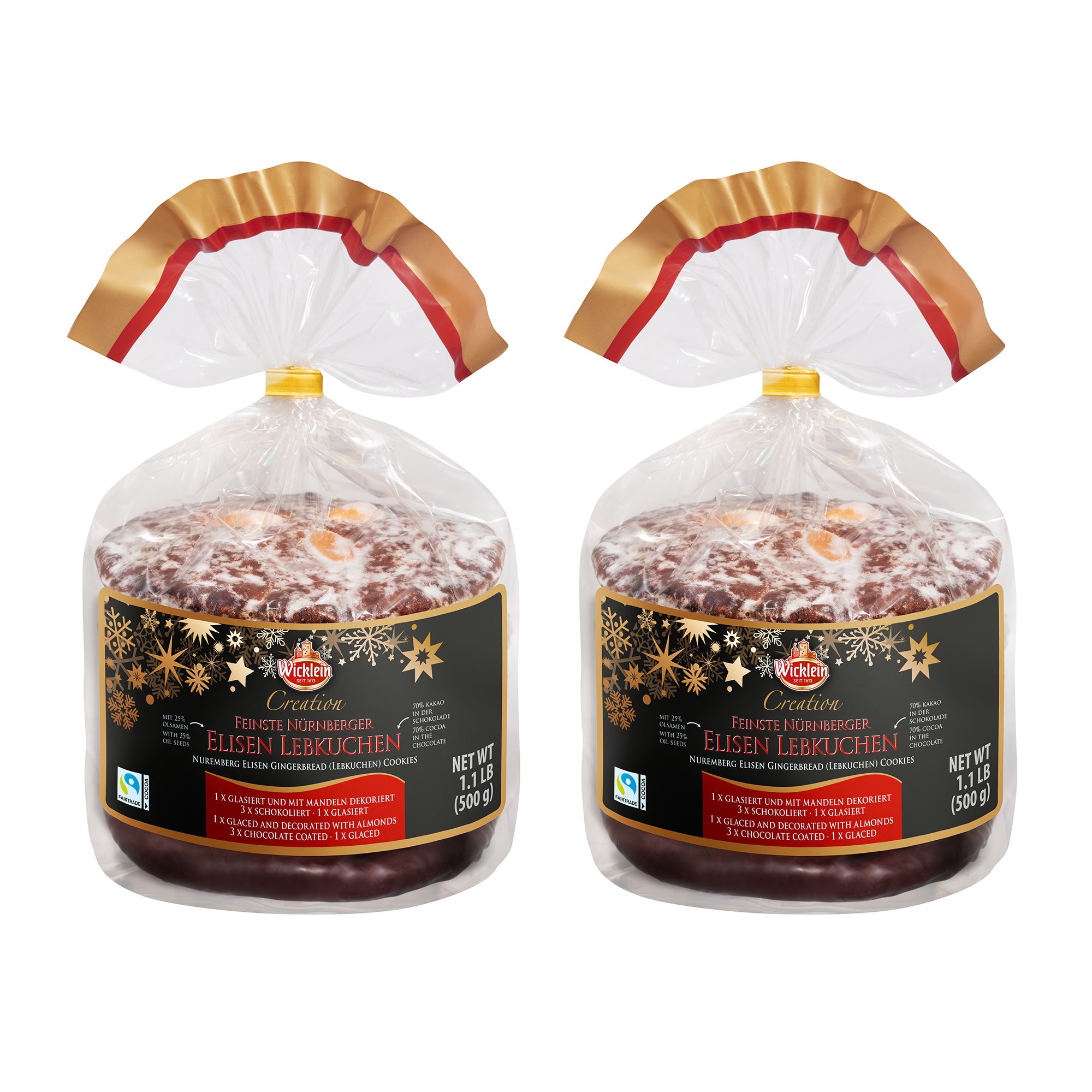 WICKLEIN Creation Feinste Nürnberger Elisen Lebkuchen Inhalt 2x500g