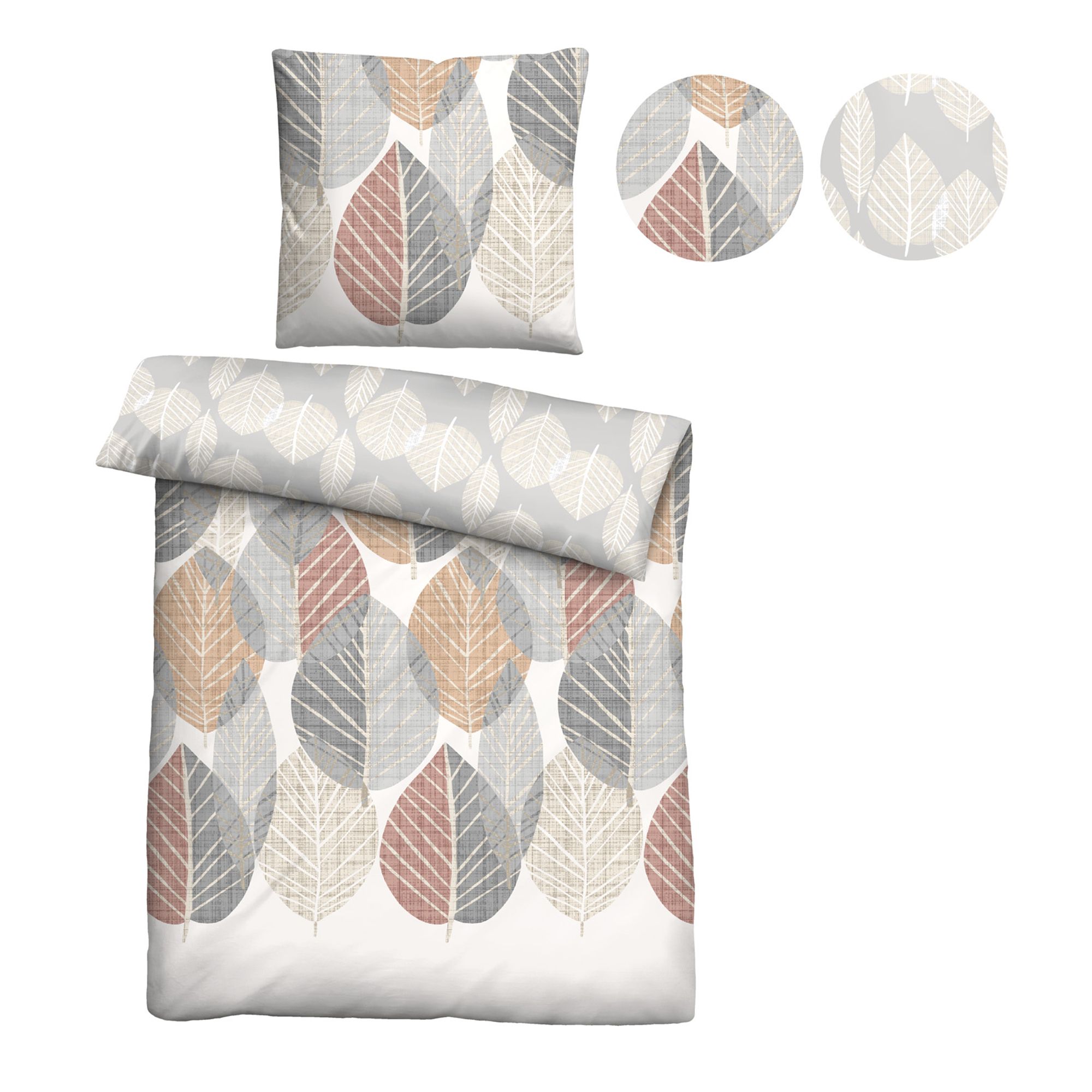 biberna® Wendebettwäsche Buchenblätter Baumwoll Feinbiber Einzelbett