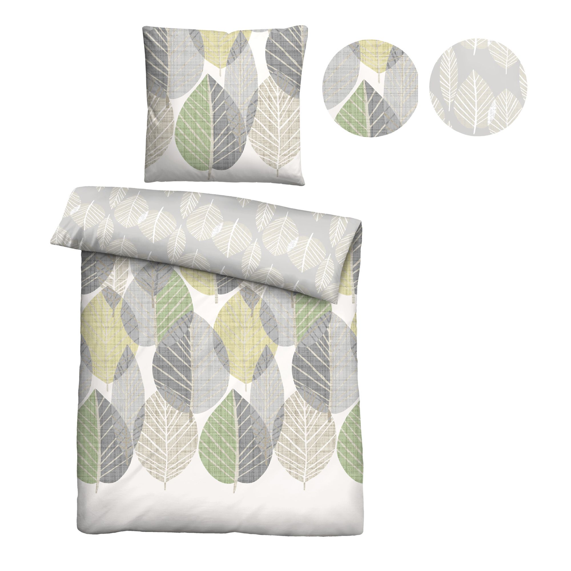biberna® Wendebettwäsche Buchenblätter Baumwoll Feinbiber Einzelbett