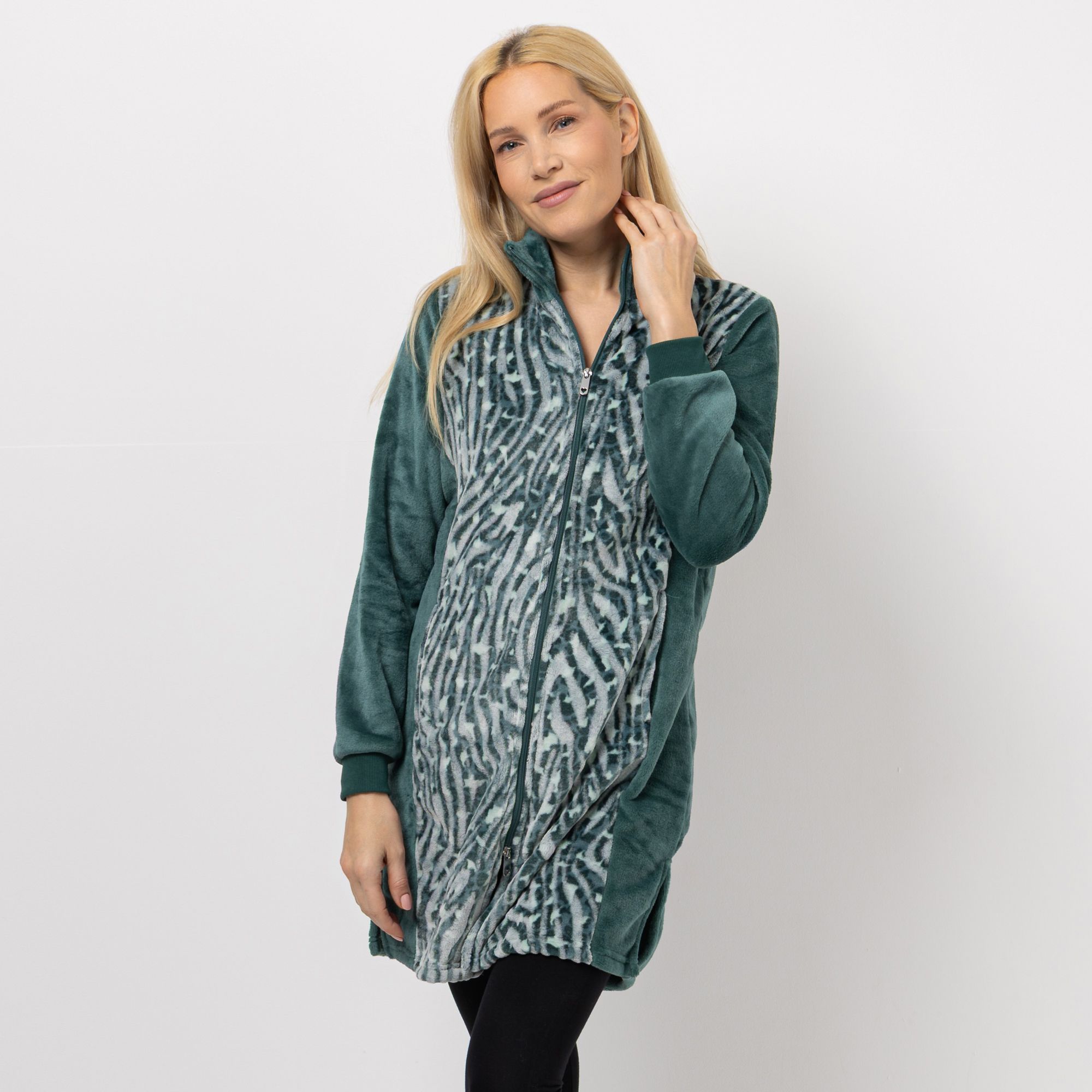 MONT CHALET Damen-Hauskleid 3D-Animaldesign Mikrofaser Chinchilla