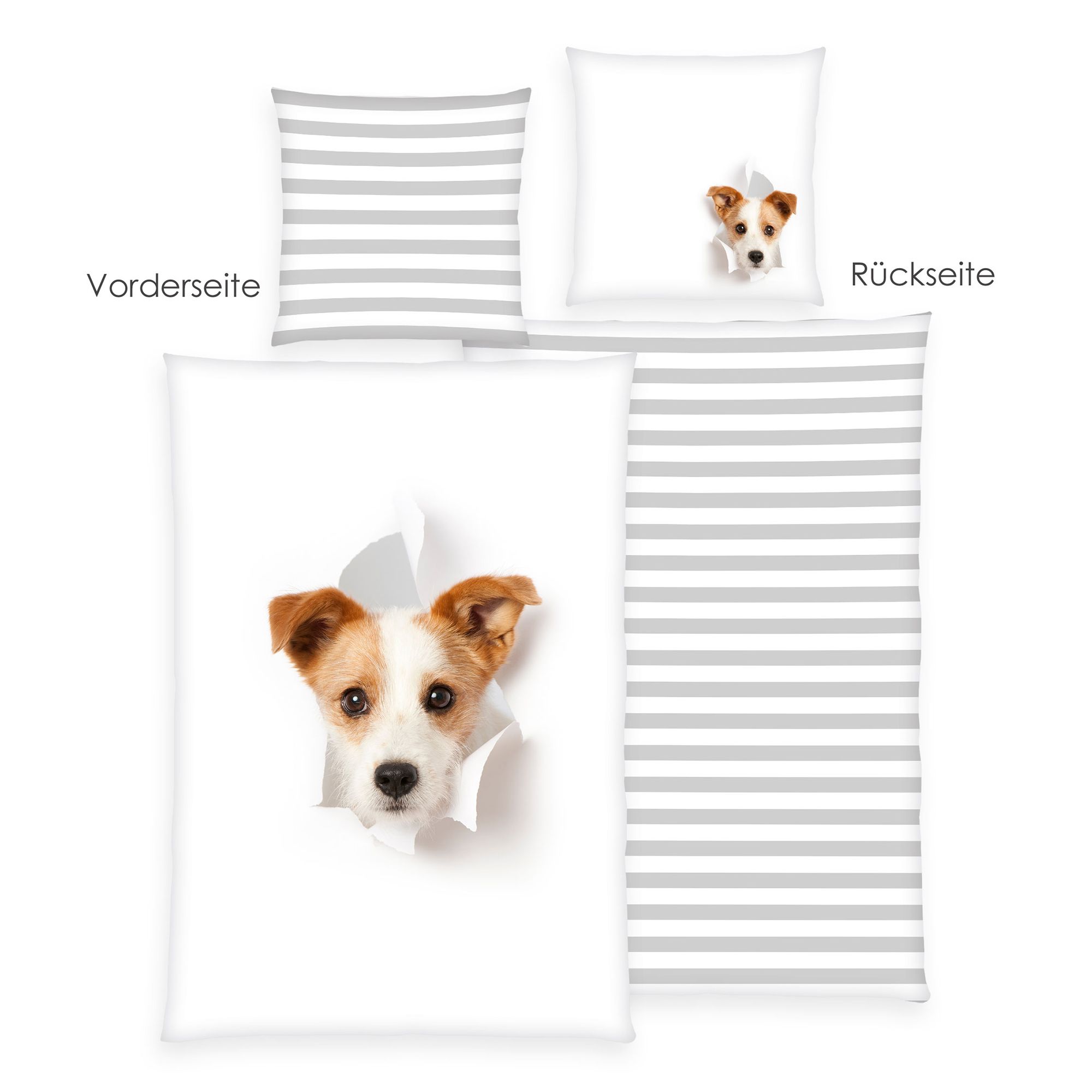 Young Collection Wendebettwäsche Hund Baumwoll Renforcé Einzelbett, 2tlg.
