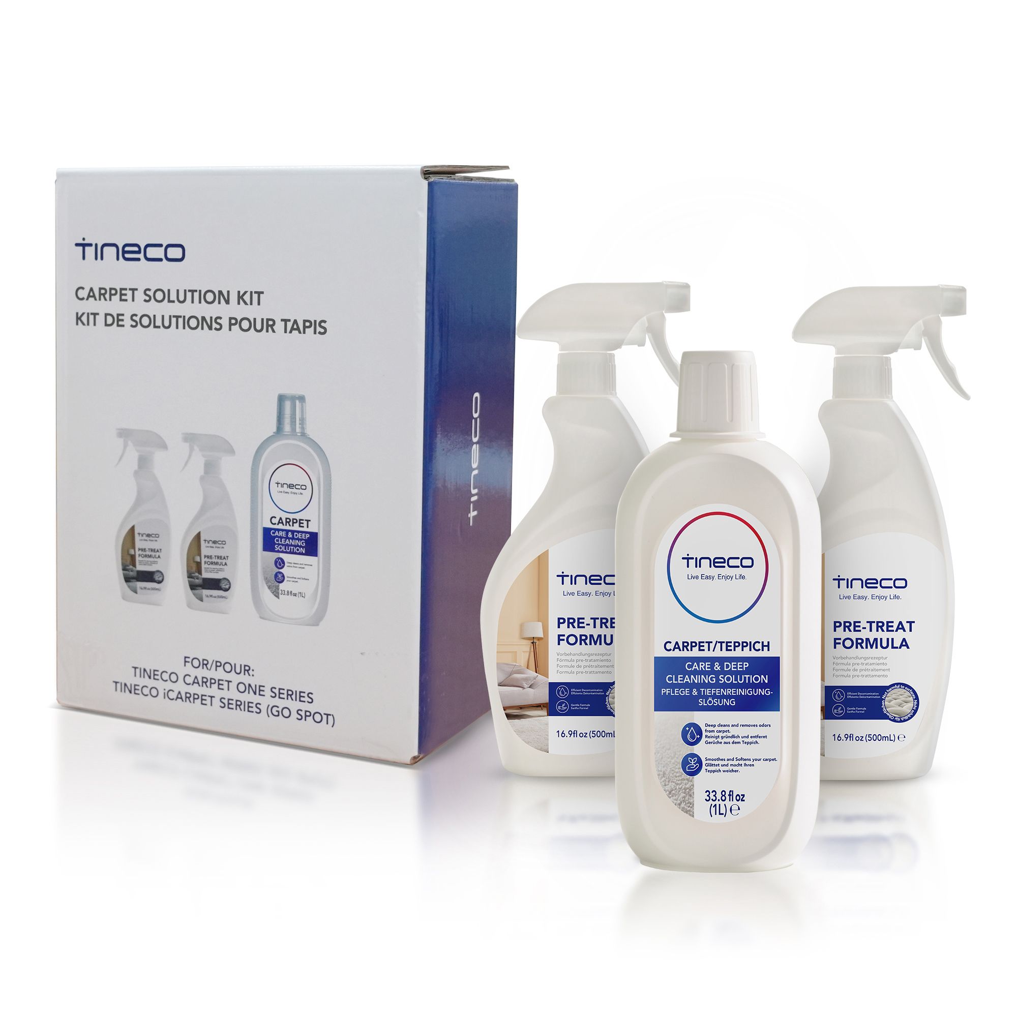 TINECO Teppichreinger, 1x1L und 2x500ml Vorbehandlungs- lösung