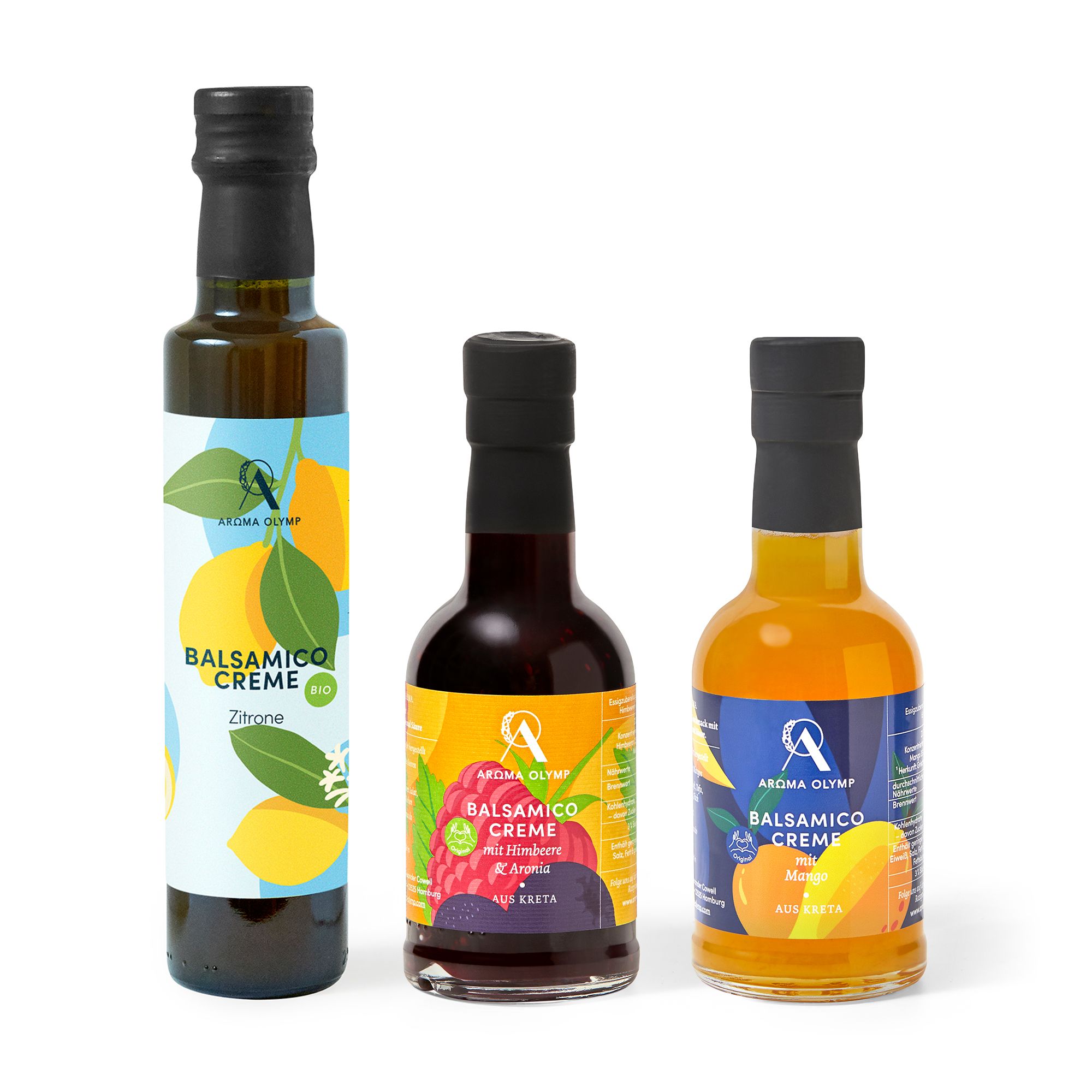 AROMA OLYMP Sommer Balsamico Set davon 1x Bio-Qualität 3 versch. Sorten Inhalt 650ml