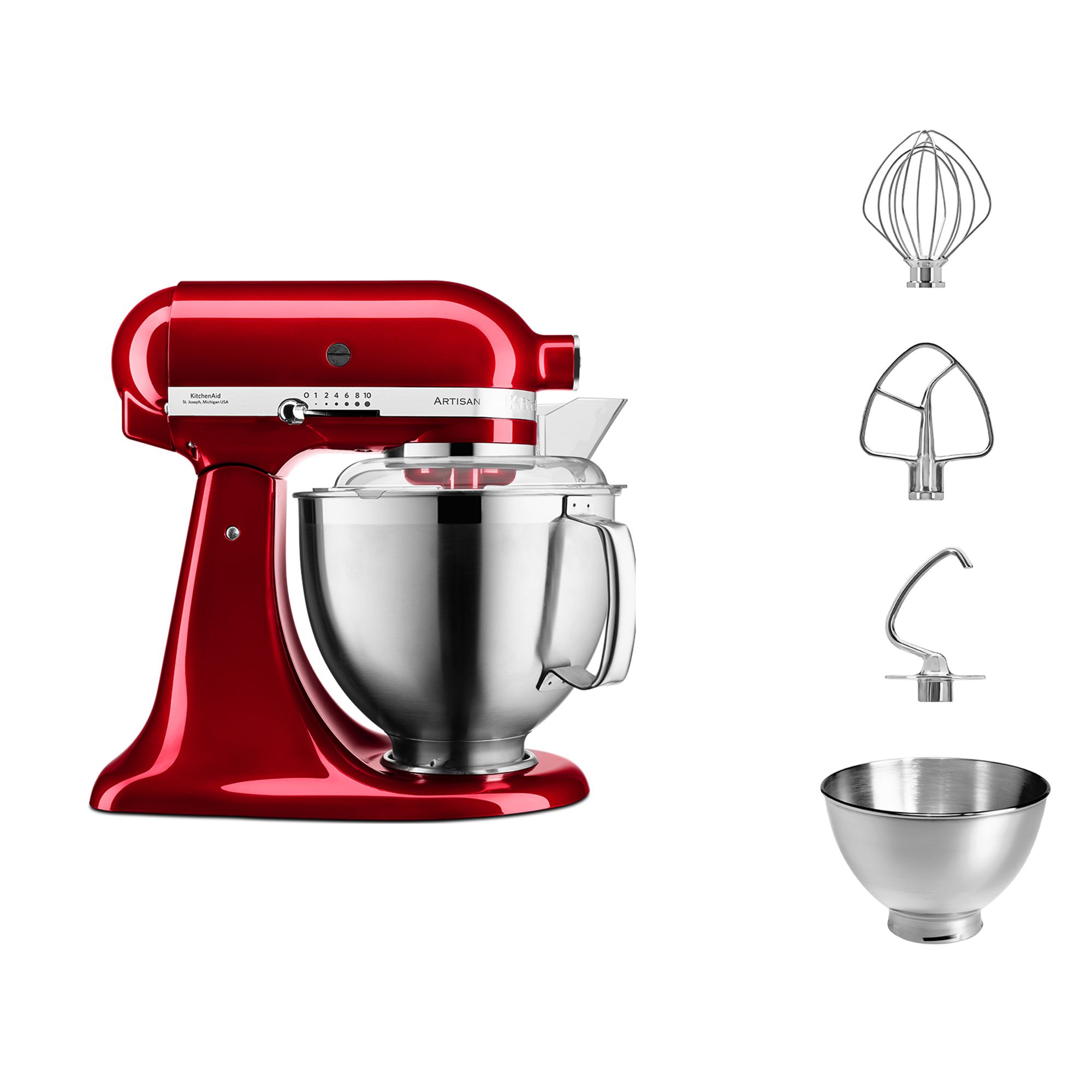 KITCHENAID® 5KSM185PS Artisan Premium 4,8L Küchenmaschine Edelstahlwerkzeuge