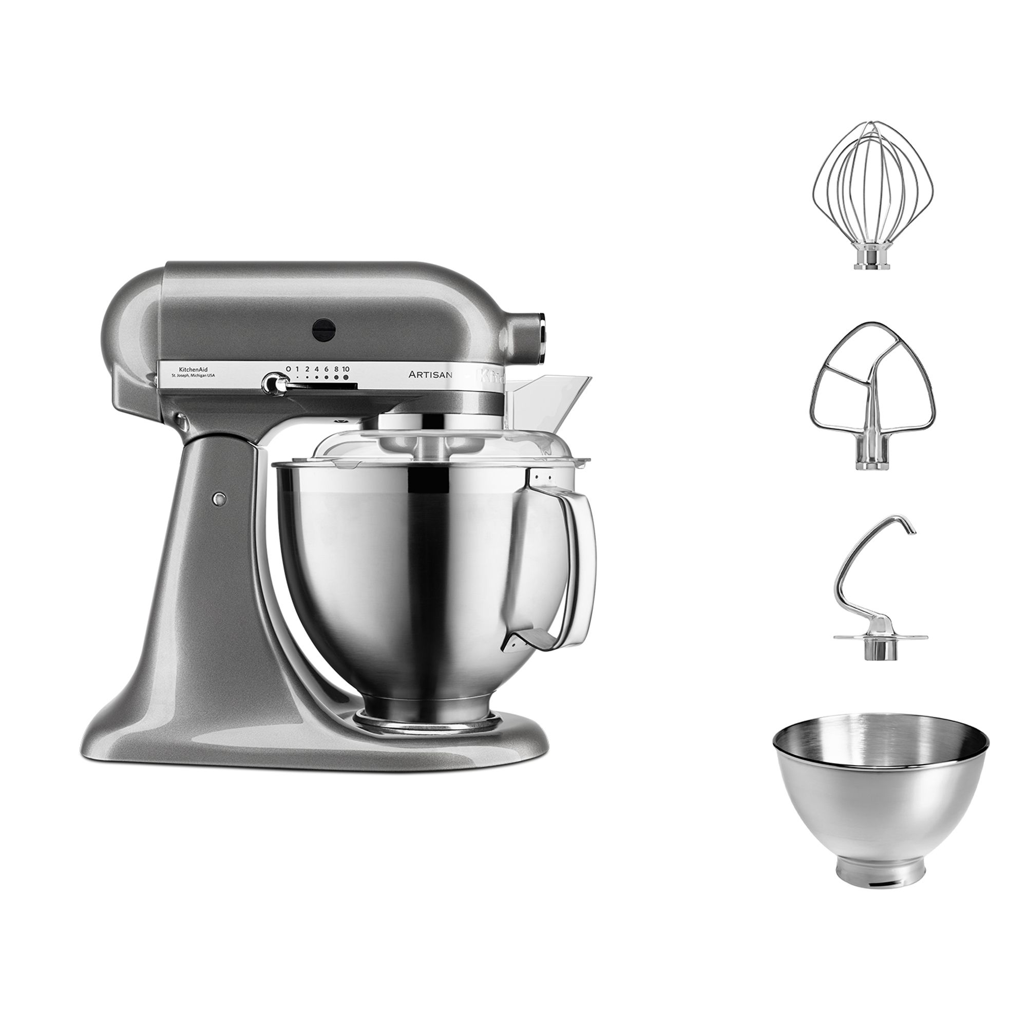 KITCHENAID® 5KSM185PS Artisan Premium 4,8L Küchenmaschine Edelstahlwerkzeuge