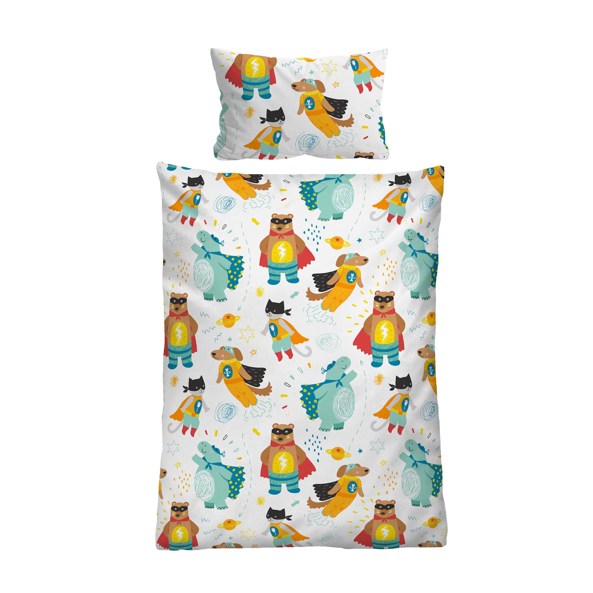 biberna® Bettwäsche Superhelden Baumwoll Linon Einzelbett, 2tlg.