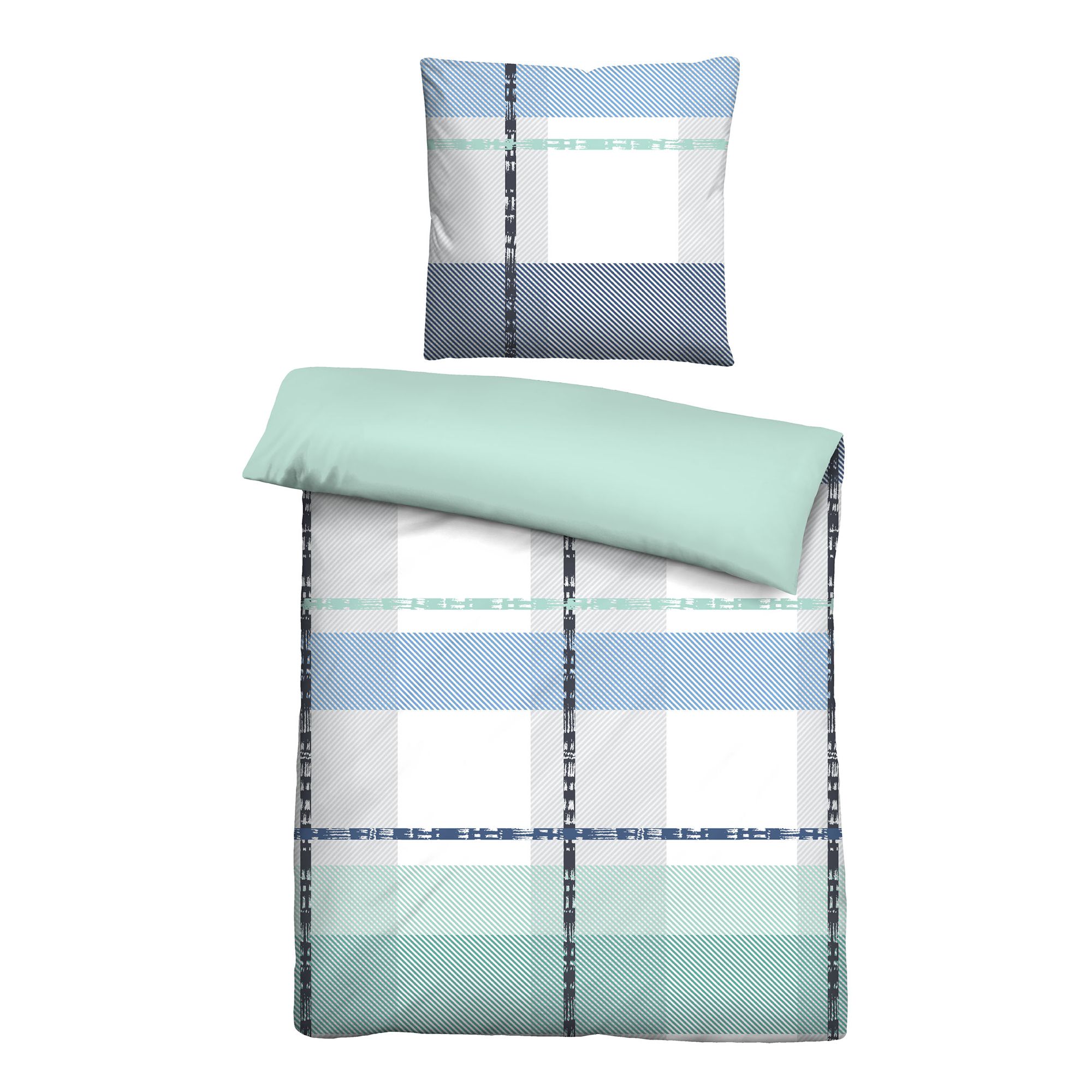 Castell® Wendebettwäsche Karos Materialmix Einzelbett, 2tlg.