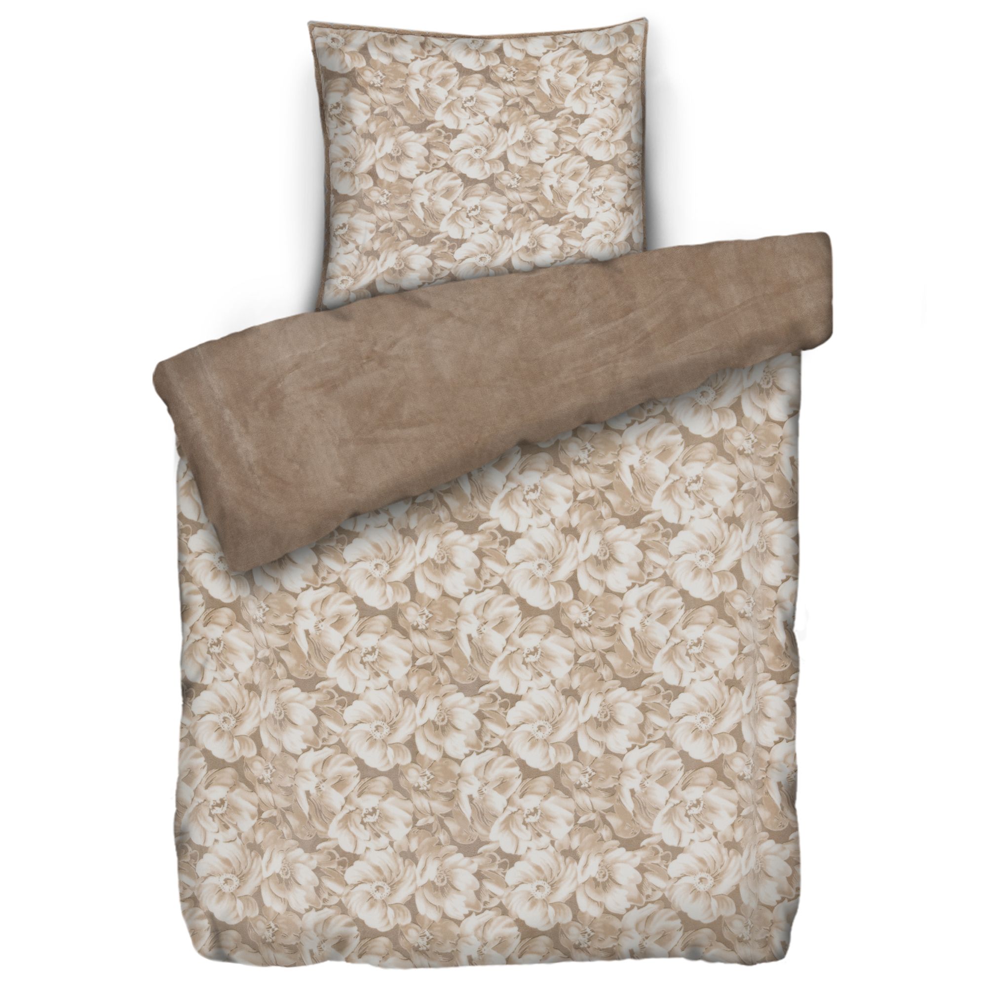 MONT CHALET Wendebettwäsche 3D-Blumen Mikrofaser Chinchilla Einzelbett, 2tlg.