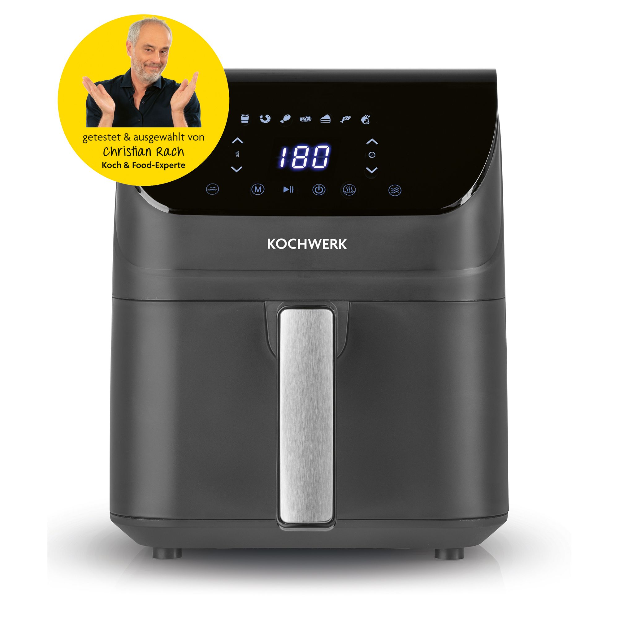 RACH’S KOCHWERK Heißluftfritteuse 4L Volumen 7 Programme Shake Reminder
