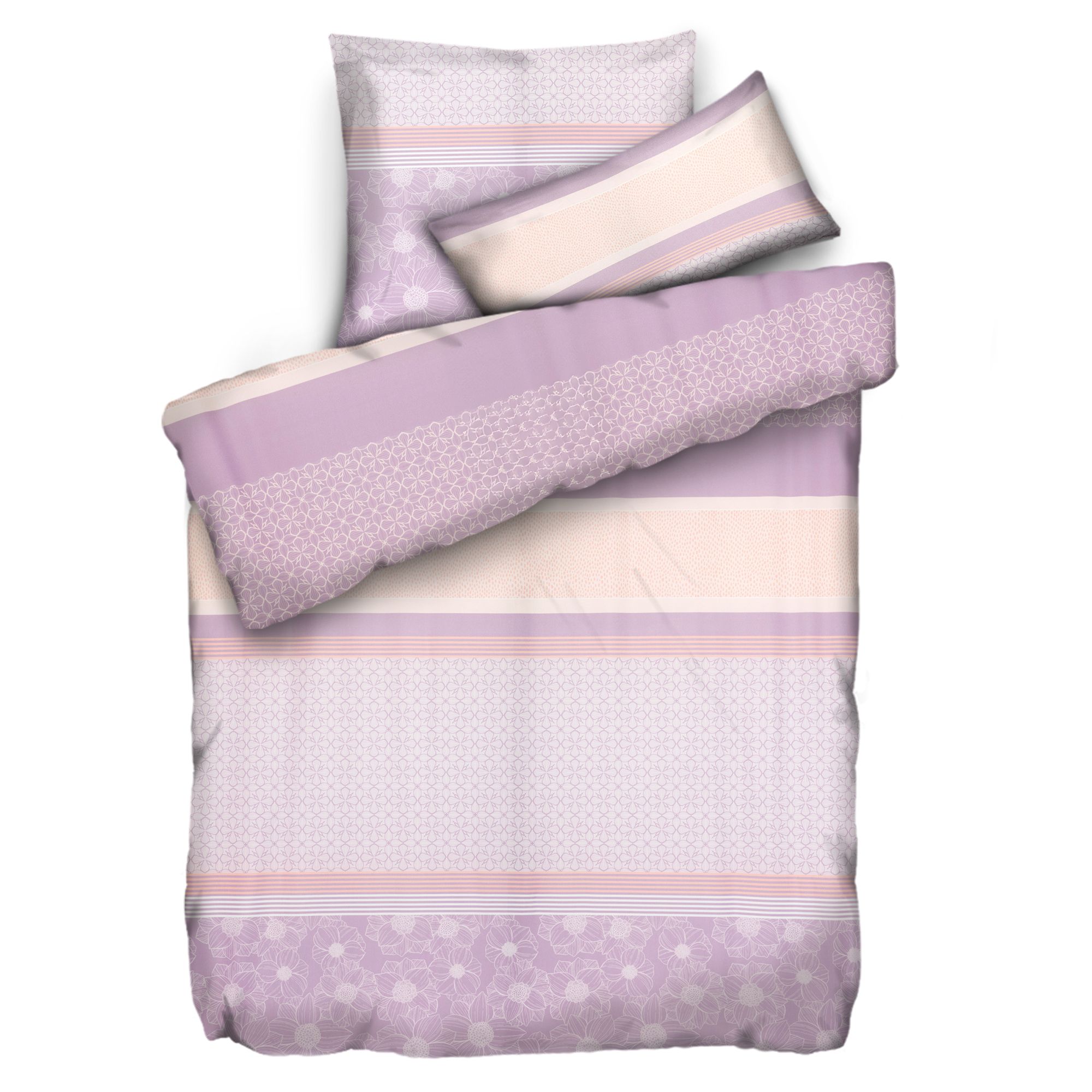 JERYMOOD Bettwäsche Blumen mit Grafik Mikrofaser Jersey Einzelbett, 3tlg.