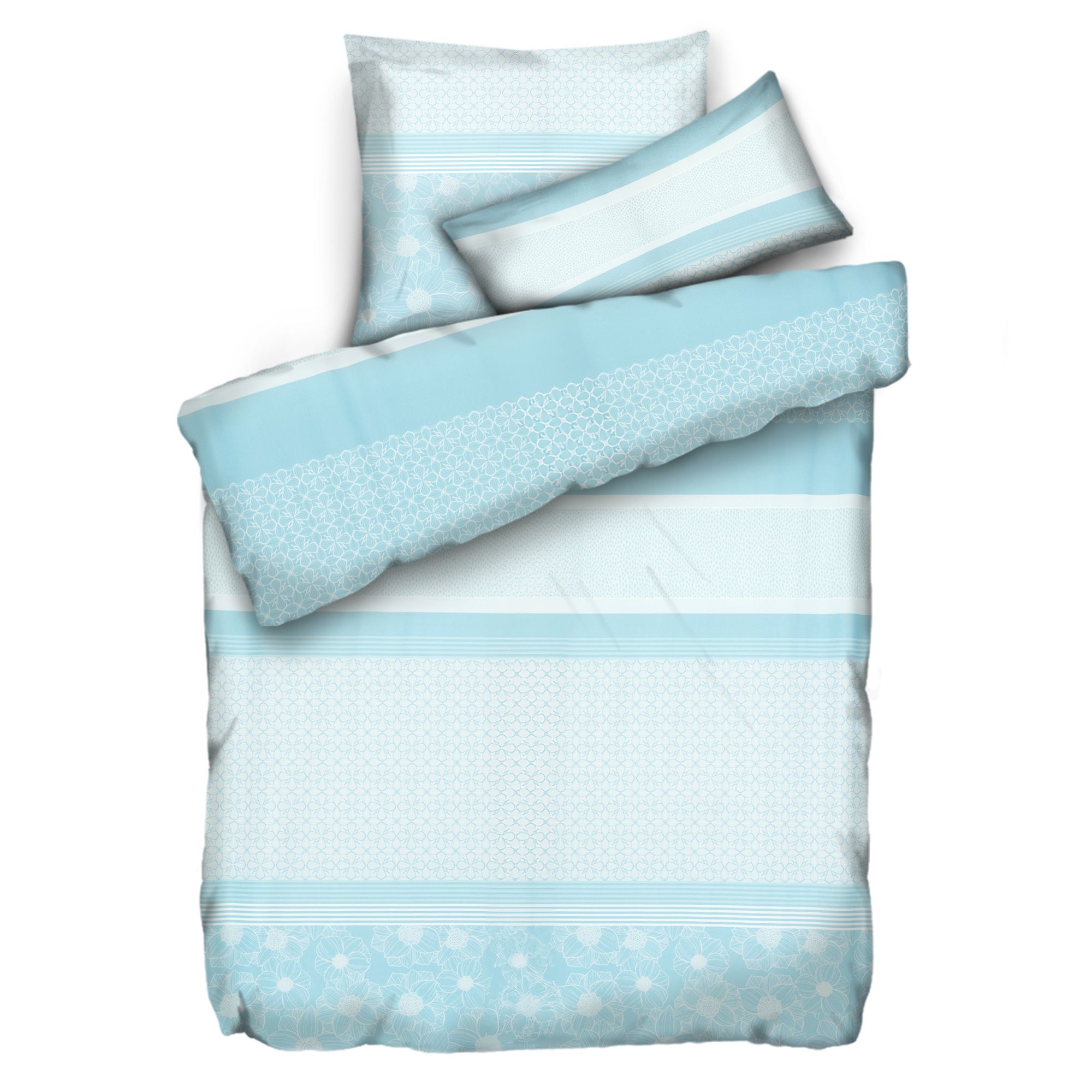 JERYMOOD Bettwäsche Blumen mit Grafik Mikrofaser Jersey Einzelbett, 3tlg.