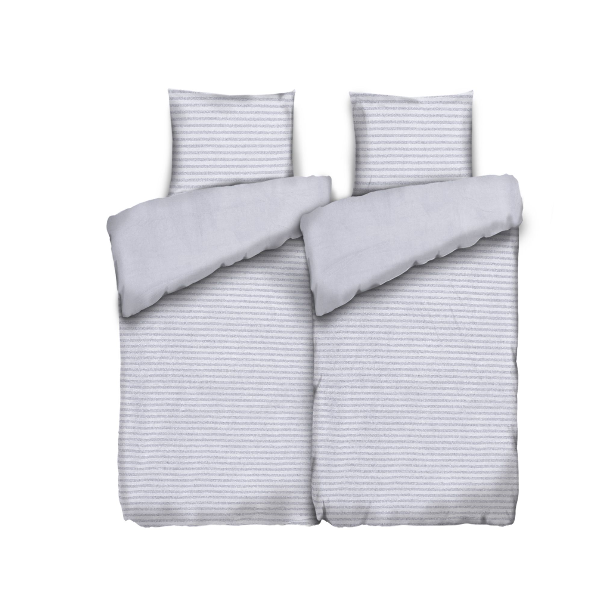 COZEE HOME Wendebettwäsche Materialmix Streifen Teddy Bouclé Doppelbett, 4tlg.