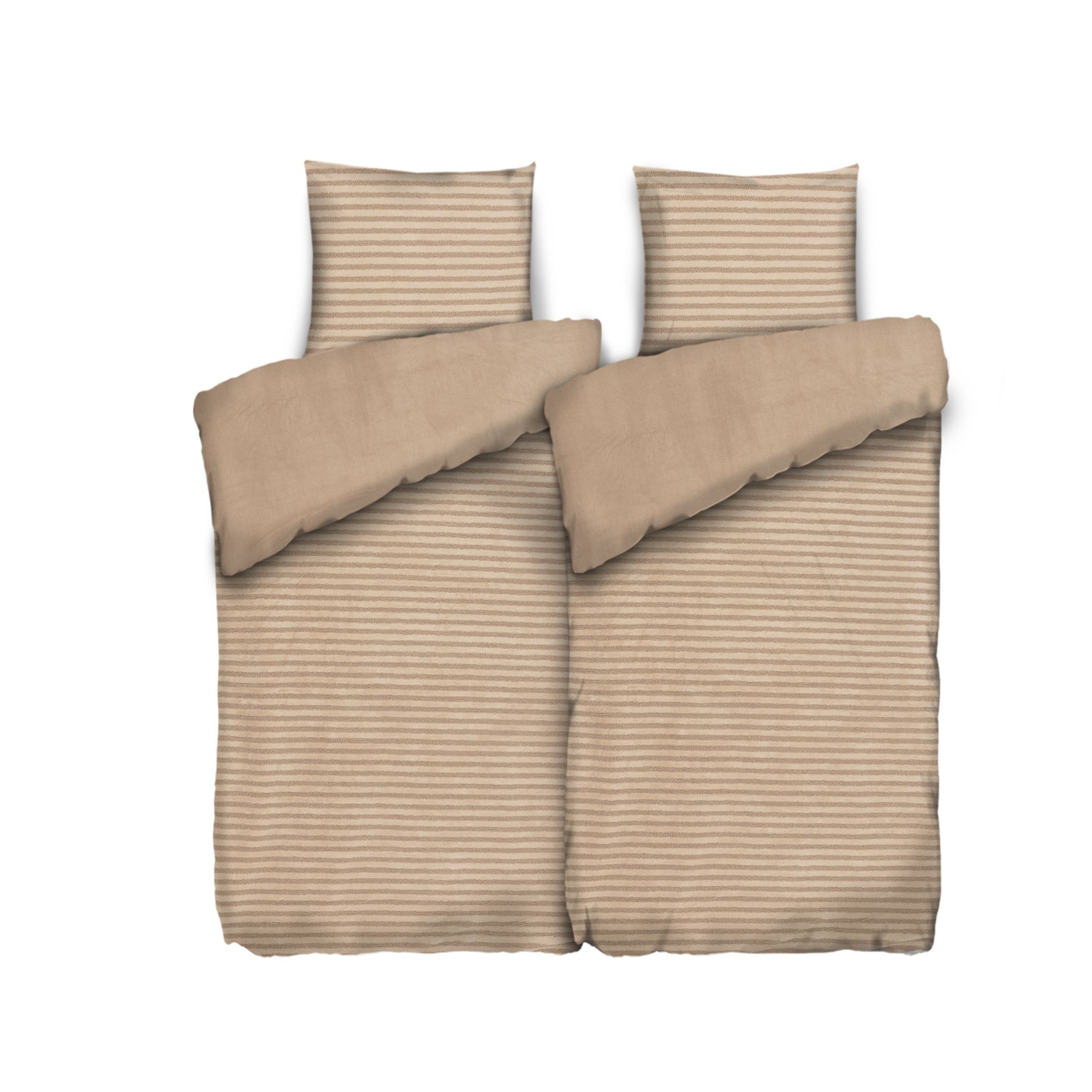 COZEE HOME Wendebettwäsche Materialmix Streifen Teddy Bouclé Doppelbett, 4tlg.