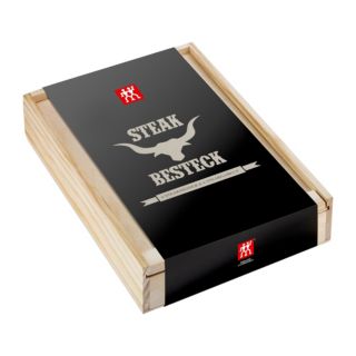 ZWILLING Steakbesteck-Set in rustikaler Holzbox mattiert 12tlg.