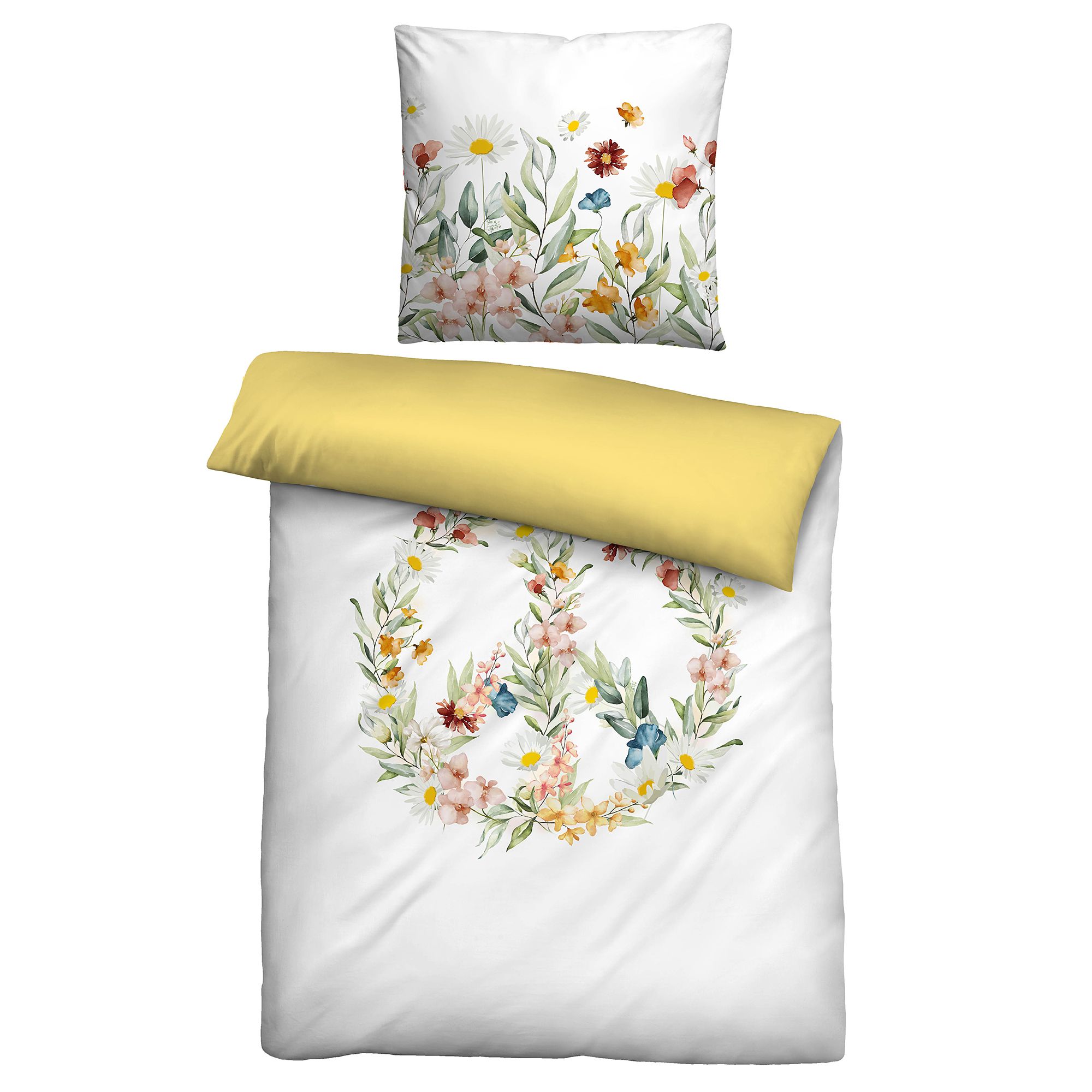 biberna® Wendebettwäsche Frieden Baumwoll Linon Einzelbett, 2tlg.