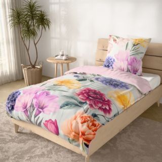 JERYMOOD extra soft Wendebettwäsche buntes Floralmuster Mikrofaser Jersey Einzelbett, 2tlg.