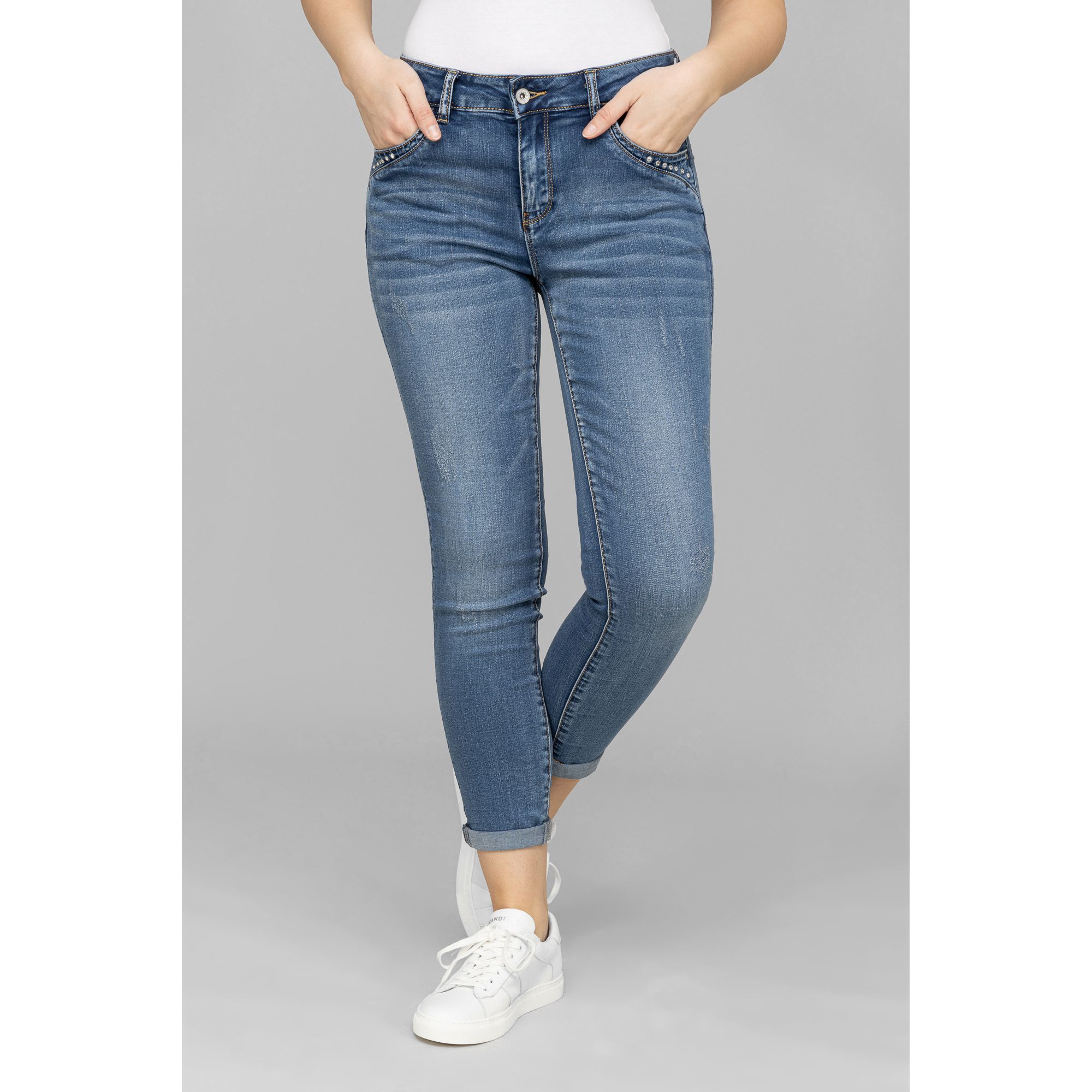 B-Ware DINE 'N' DANCE Jeanshose Salsa 5-Pocket-Style Umschlag am Saum