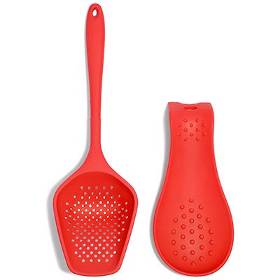 KOCHBLUME® Sieblöffel & Löffelablage aus Silikon 2tlg.