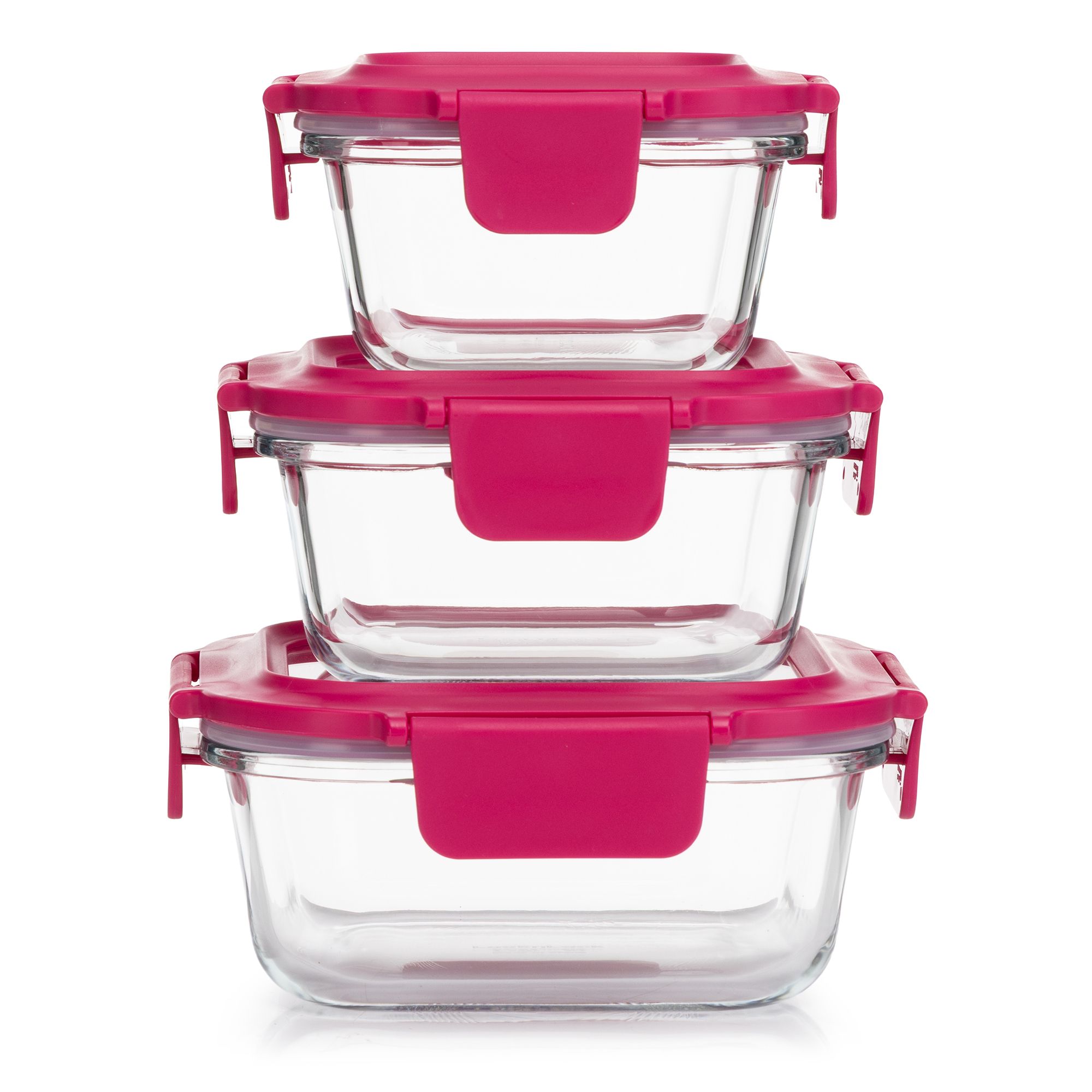 LocknLock 3 Frischhaltedosen mit Glasdeckel 300ml-750ml Gesamtvolumen 1,55L