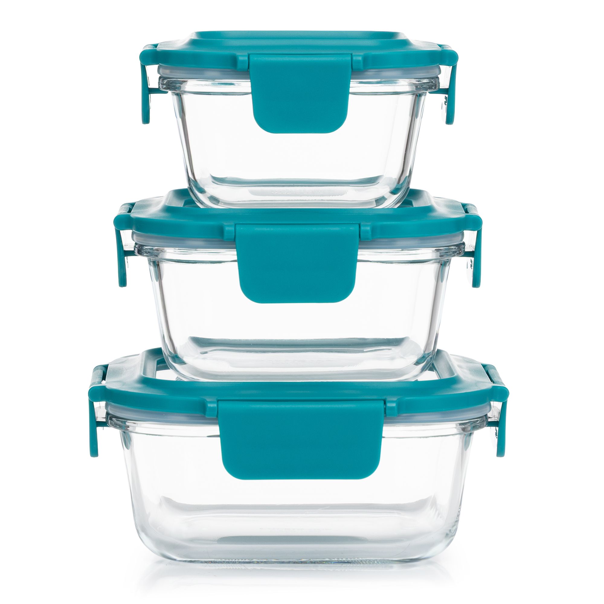 LocknLock 3 Frischhaltedosen mit Glasdeckel 300ml-750ml Gesamtvolumen 1,55L