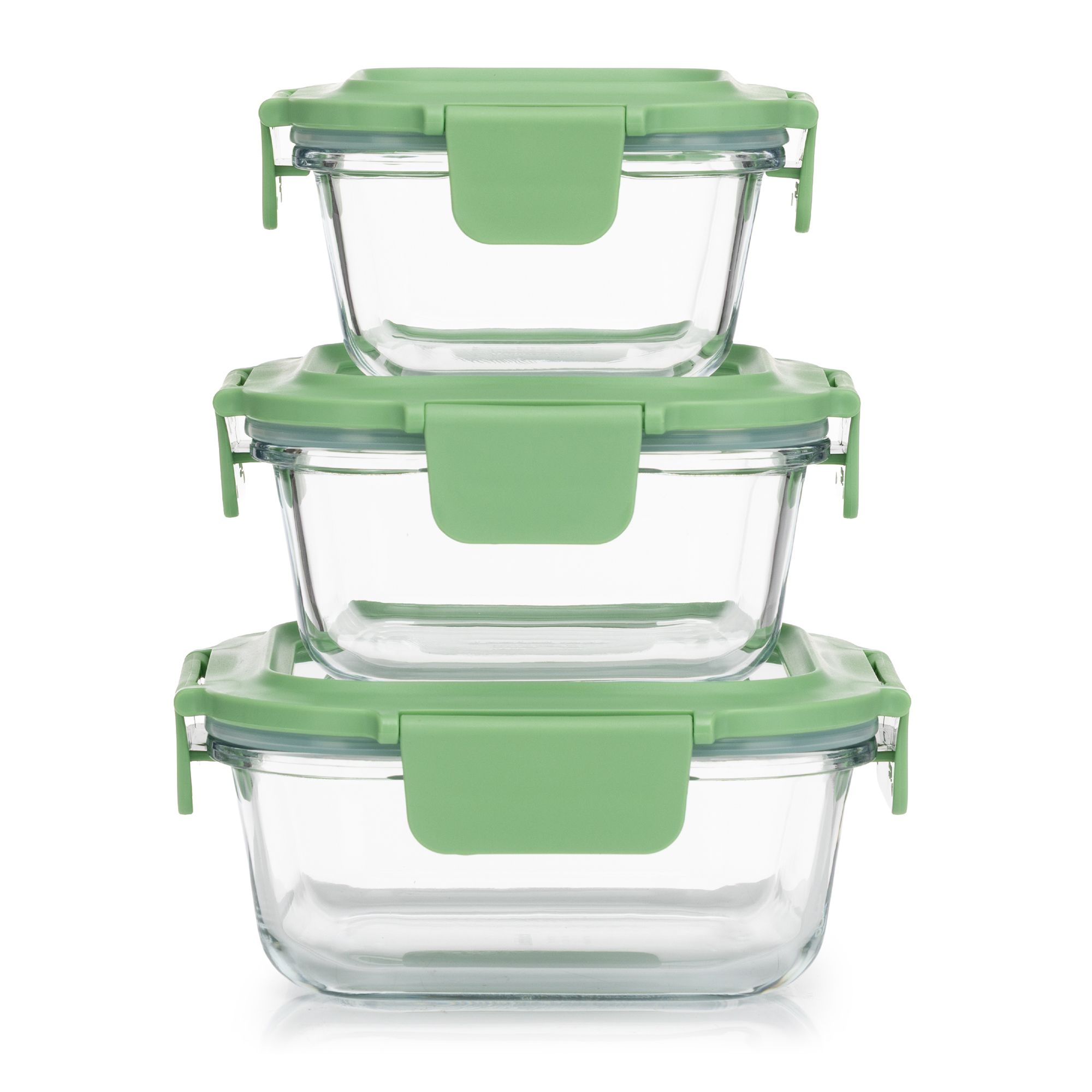 LocknLock 3 Frischhaltedosen mit Glasdeckel 300ml-750ml Gesamtvolumen 1,55L