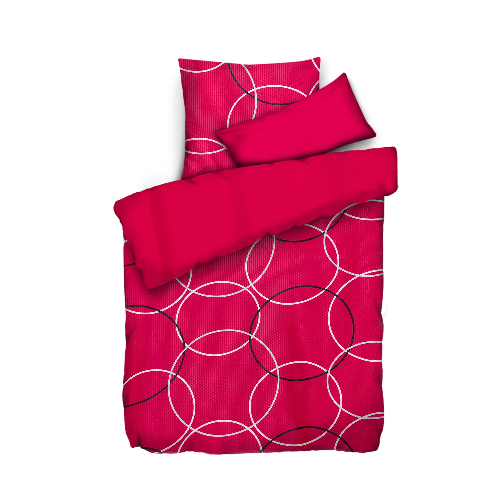 SOFT WAVE Wendebettwäsche Grafik mit Ringen Mikrofaser Seersucker Einzelbett, 3tlg.