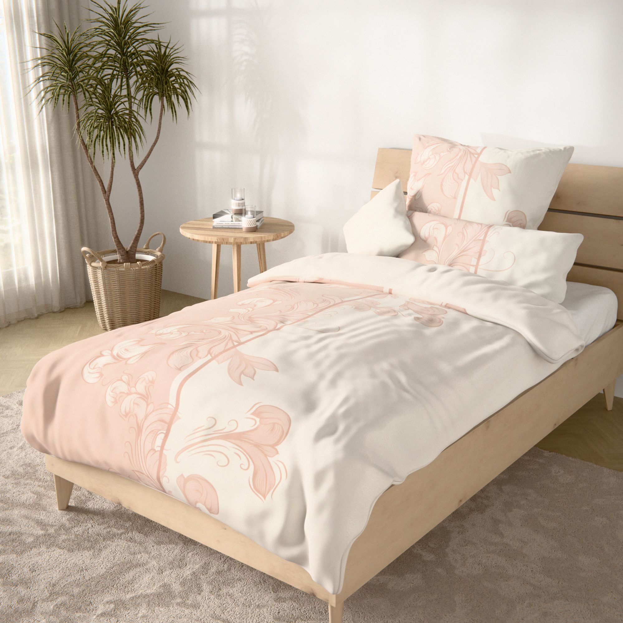 JERYMOOD extra soft Wendebettwäsche Kontrast-Blumengrafik Mikrofaser Jersey Einzelbett, 4tlg.