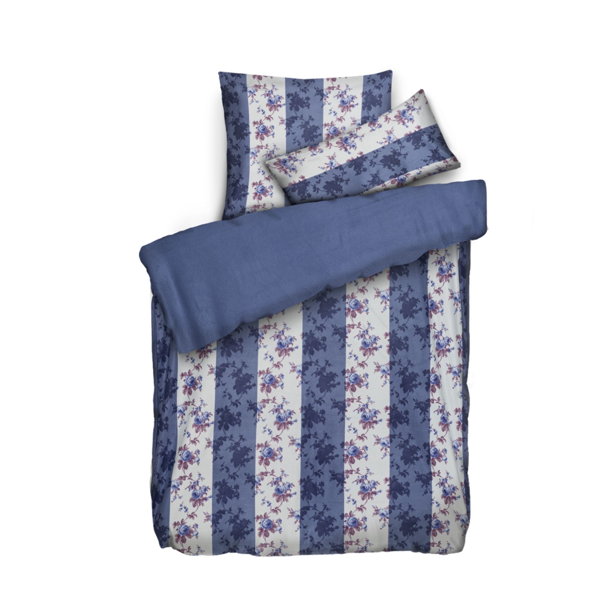 WINTERENGEL Wendebettwäsche Rosenstreifen Mikrofaser Flanell Einzelbett, 3tlg.