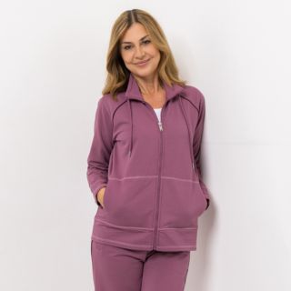NACHTIGALL Damen-Jacke uni Baumwollfleece leger weit