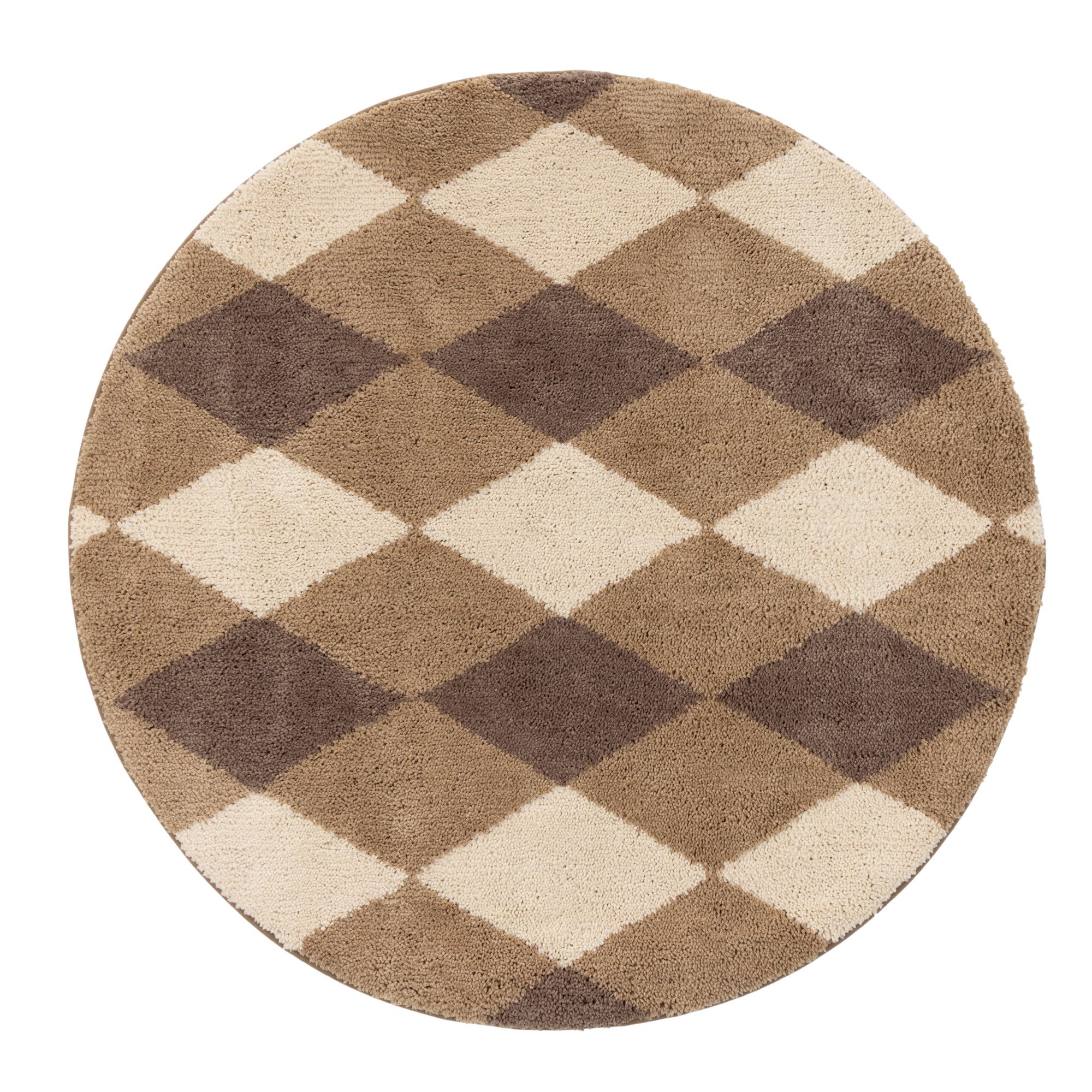 CASA FONDO 1 runder Teppich Rautenmuster Mikrofaser HeiQ Pure, Ø 120cm